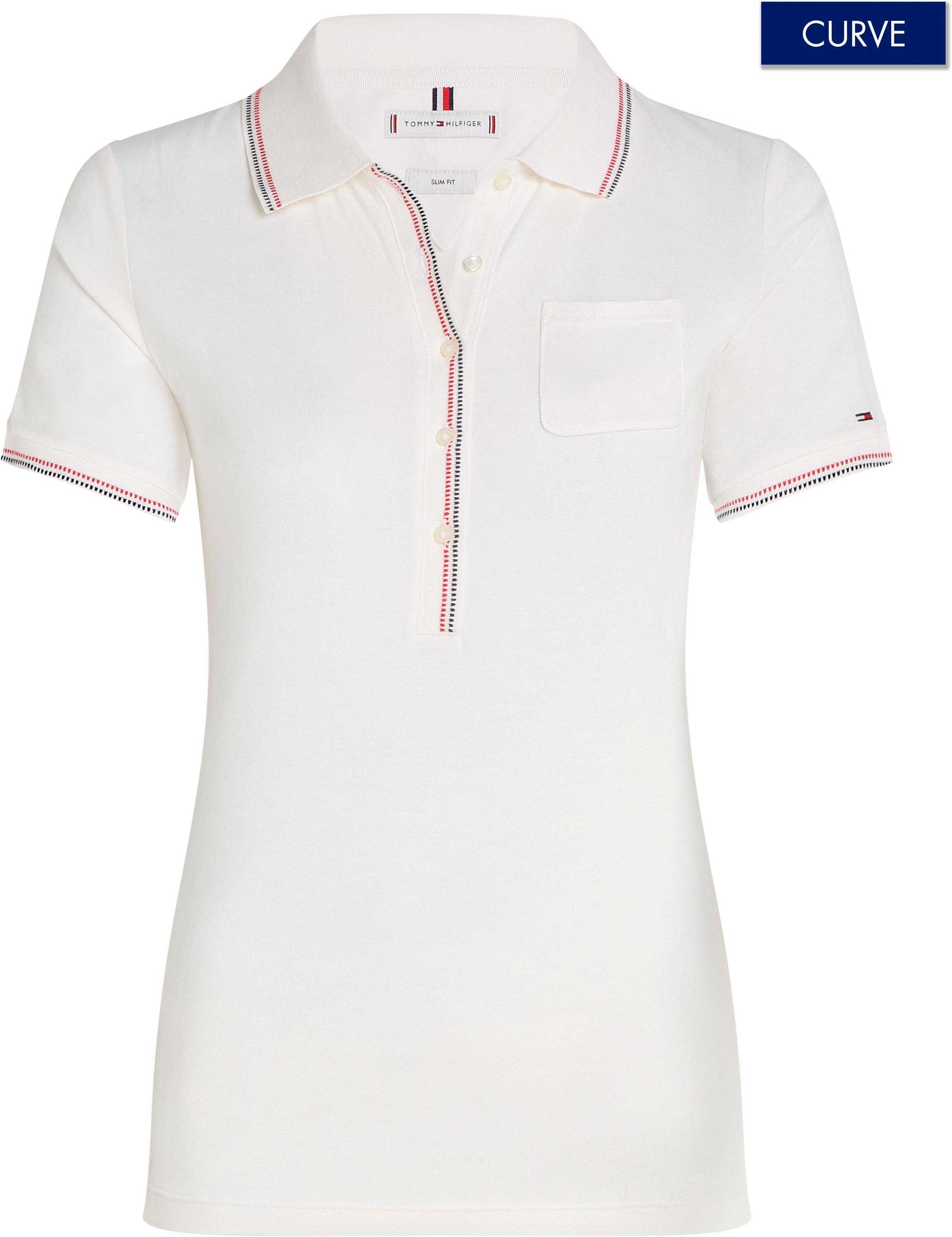 Tommy Hilfiger Curve Poloshirt "CRV SLIM RWB TIPPING POLO 1/2SLV", Große Größen