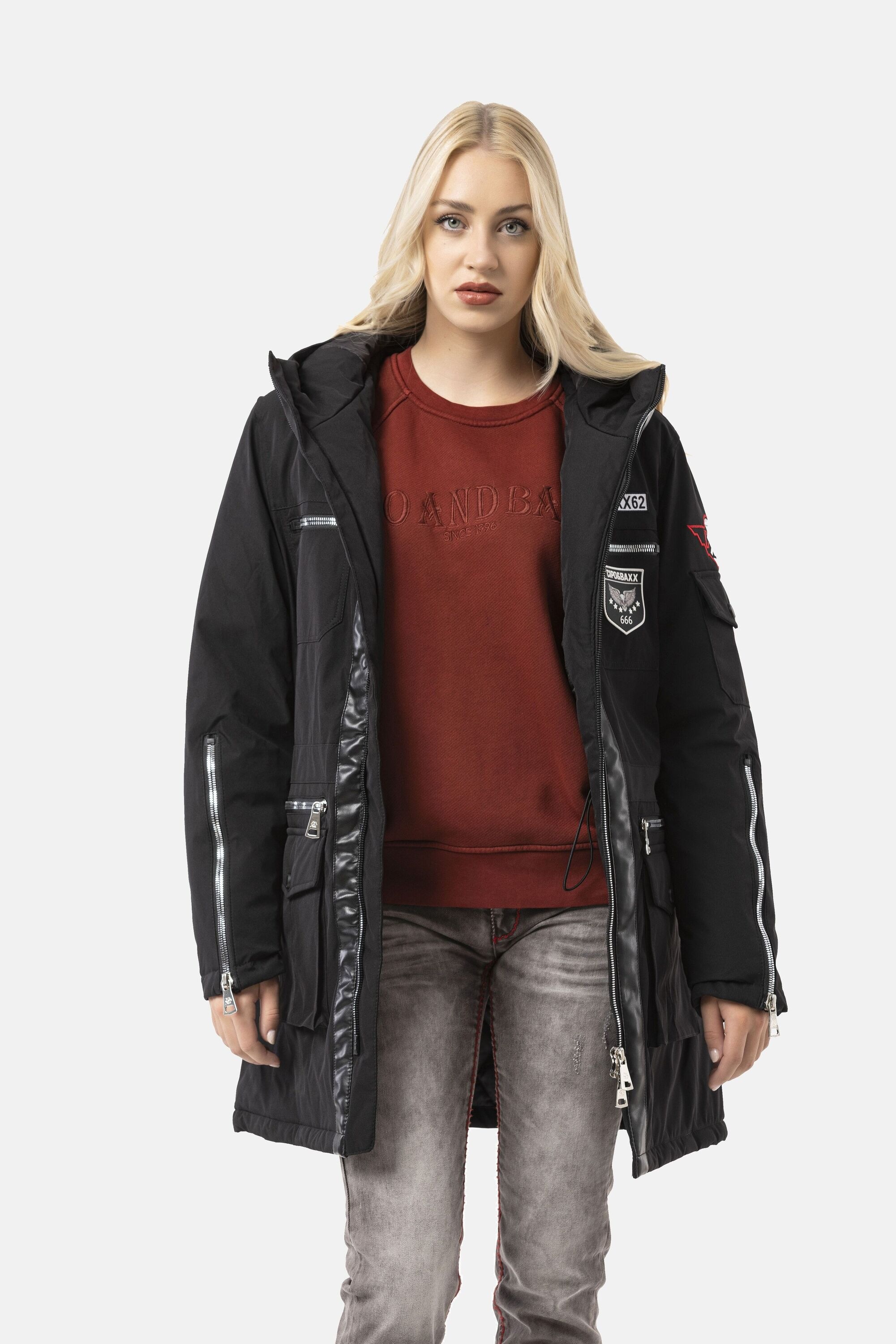 Cipo & Baxx Winterjacke »WM144« mit Kapuze mit Zipper-Details