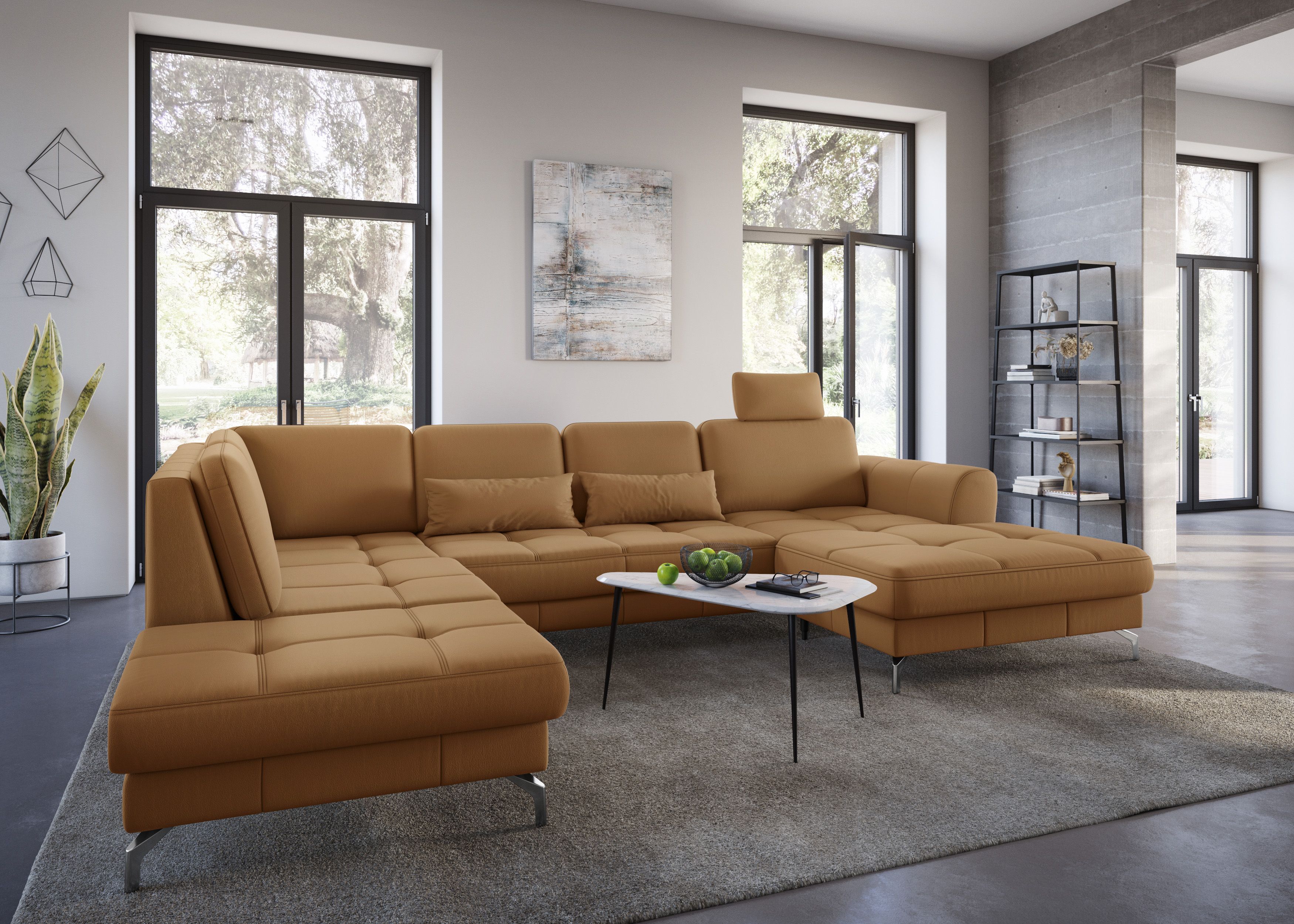 sit&more Wohnlandschaft "Bendigo U-Form" inklusive Sitztiefenverstellung, Bodenfreiheit 12 cm, in 2 Fußfarben