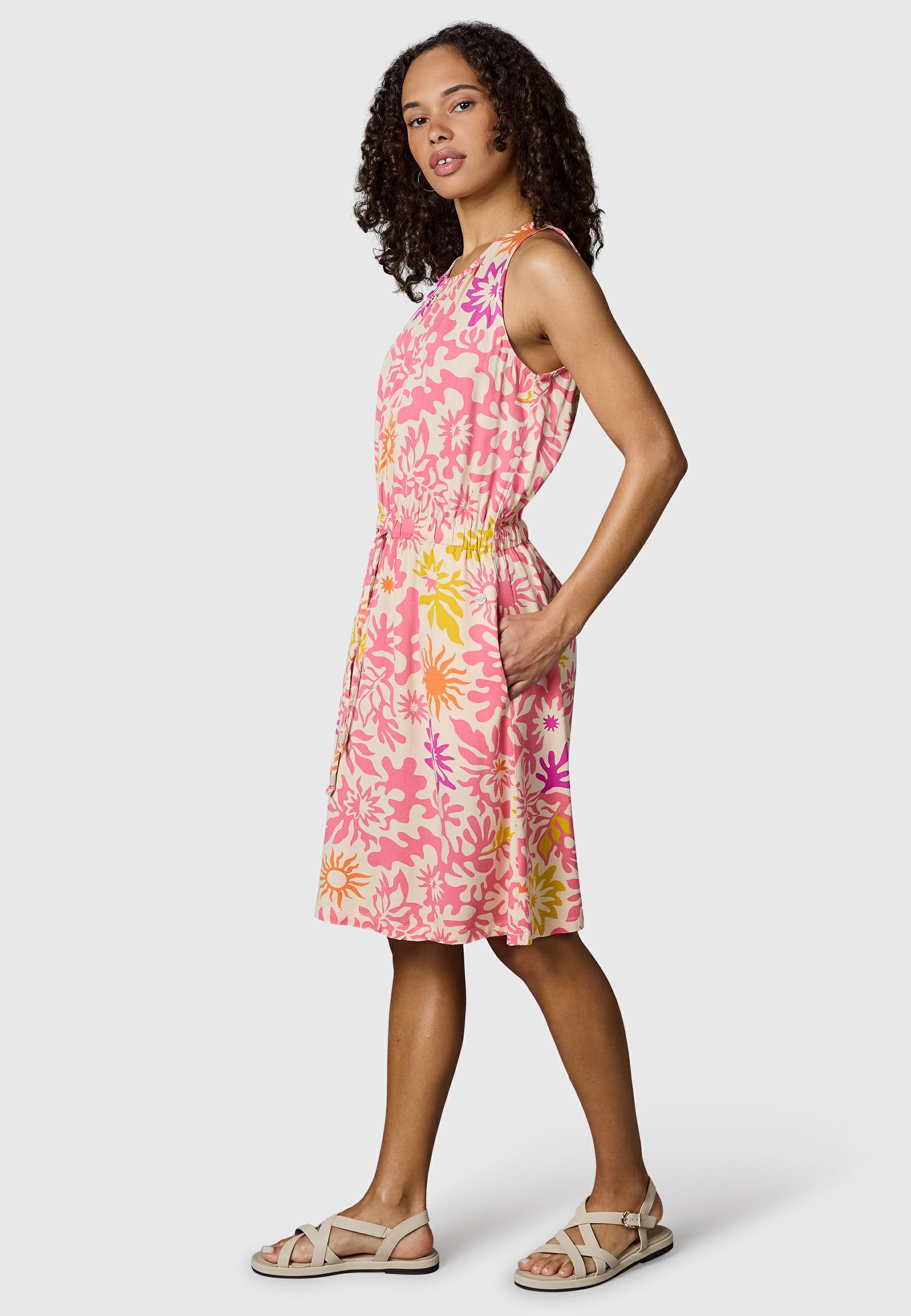 Ragwear Blusenkleid »Sanai Print YOUMODO« Eingrifftaschen Sommerkleid mit Schnürung und modischem Print