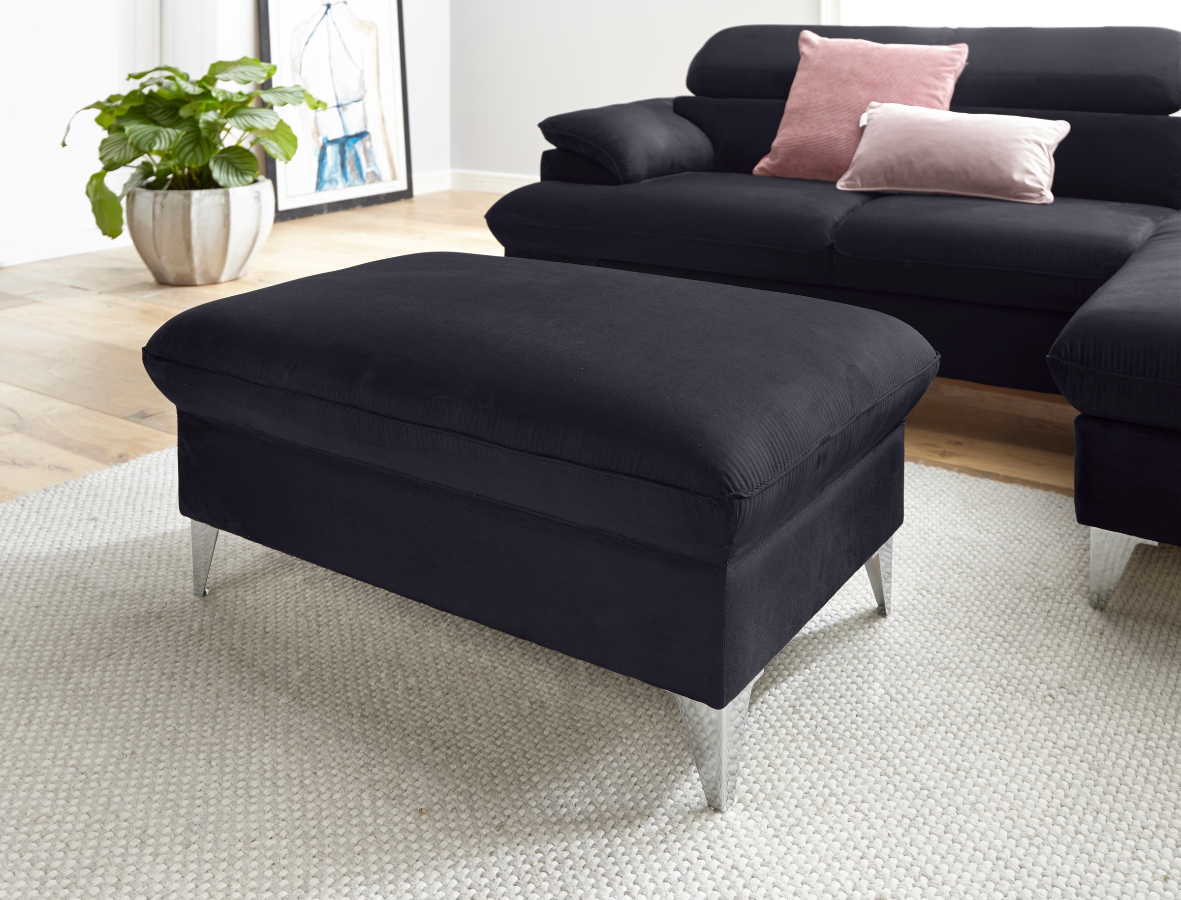COTTA Polstergarnitur »Caluso«, (2 tlg.), Set: bestehend aus Ecksofa, Hocker, Ecksofa inkl. Kopfteilverstellung
