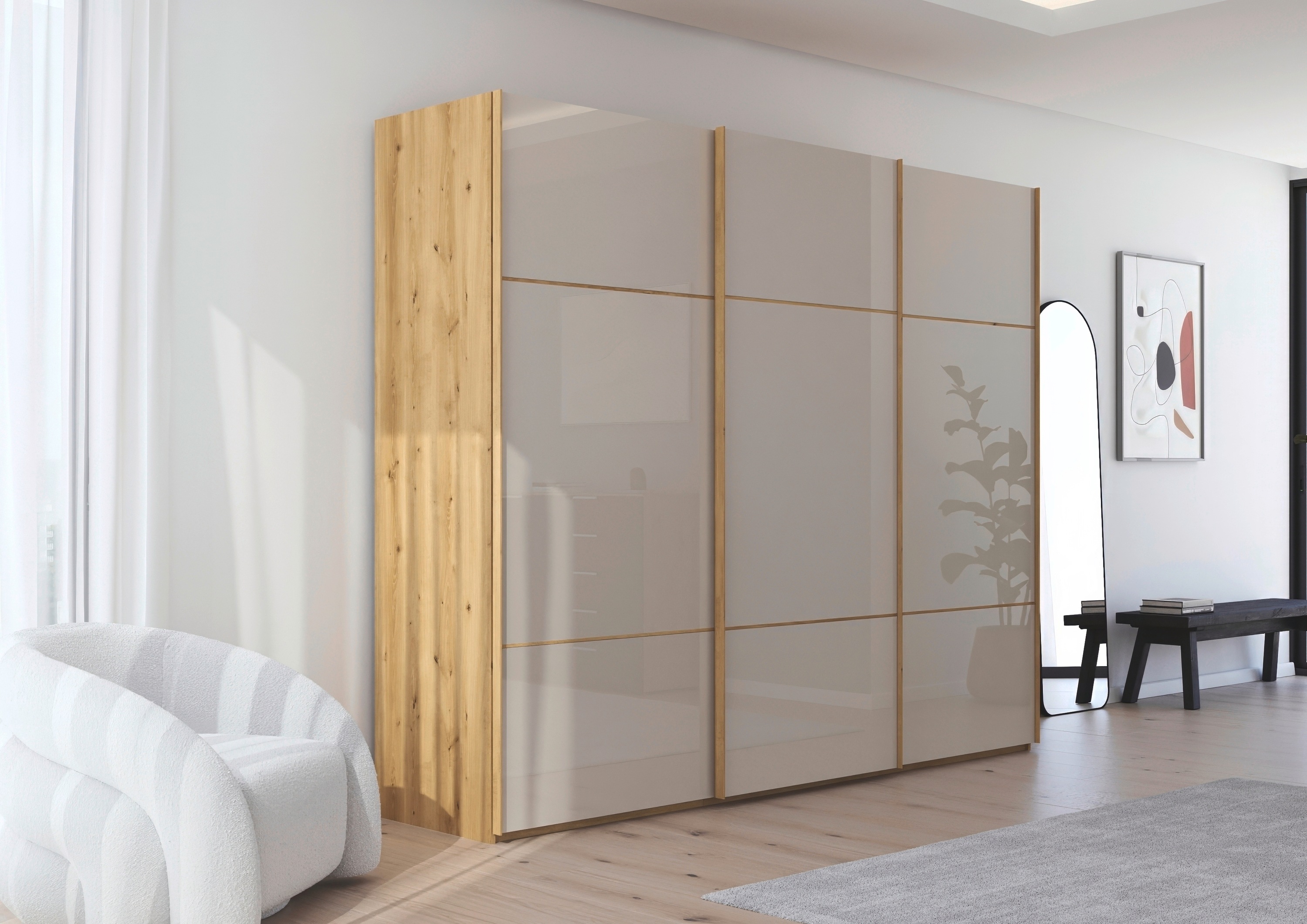 Thumbnail - rauch Schwebetürenschrank "Kleiderschrank Schrank Garderobe Schlafzimmerschrank SCALE-TRIO" edle dreigeteilte Front mit ...