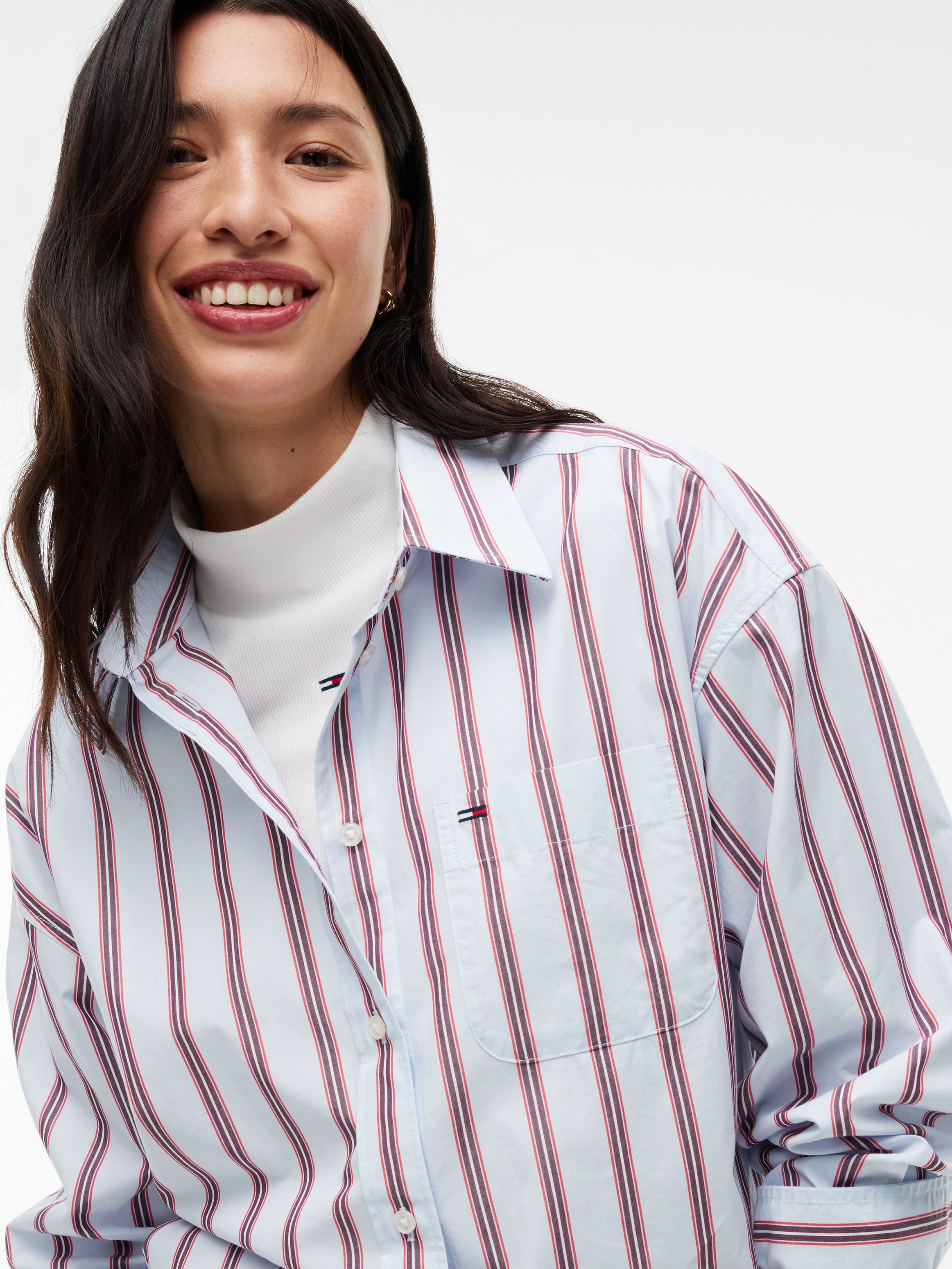 Tommy Jeans Langarmbluse »TJW OVS ESSENTIAL SHIRT EXT« Baumwolle