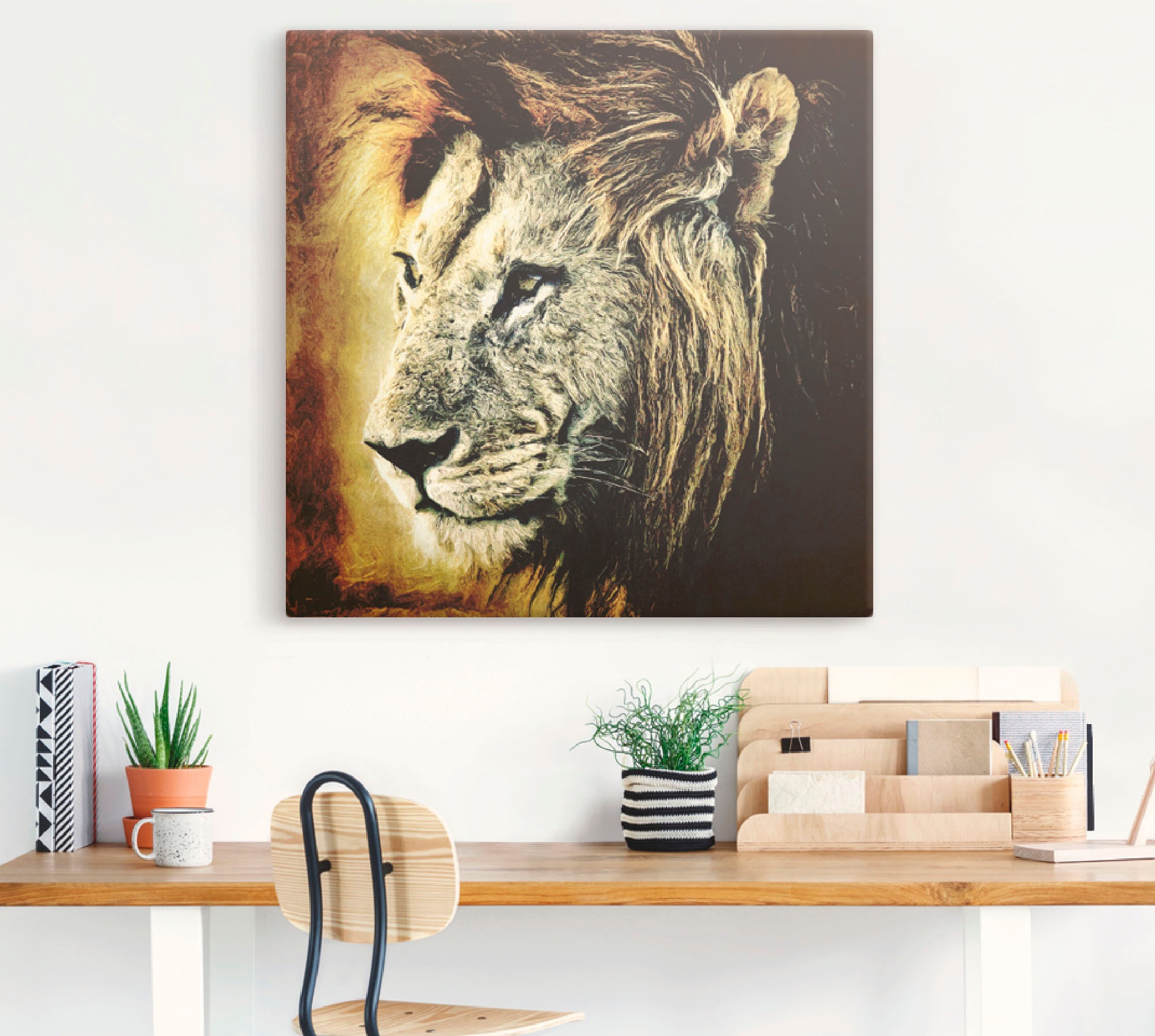 Black Friday Artland Wandbild »Löwe«, Wildtiere, (1 St.), als Leinwandbild,  Wandaufkleber oder Poster in versch. Größen | BAUR