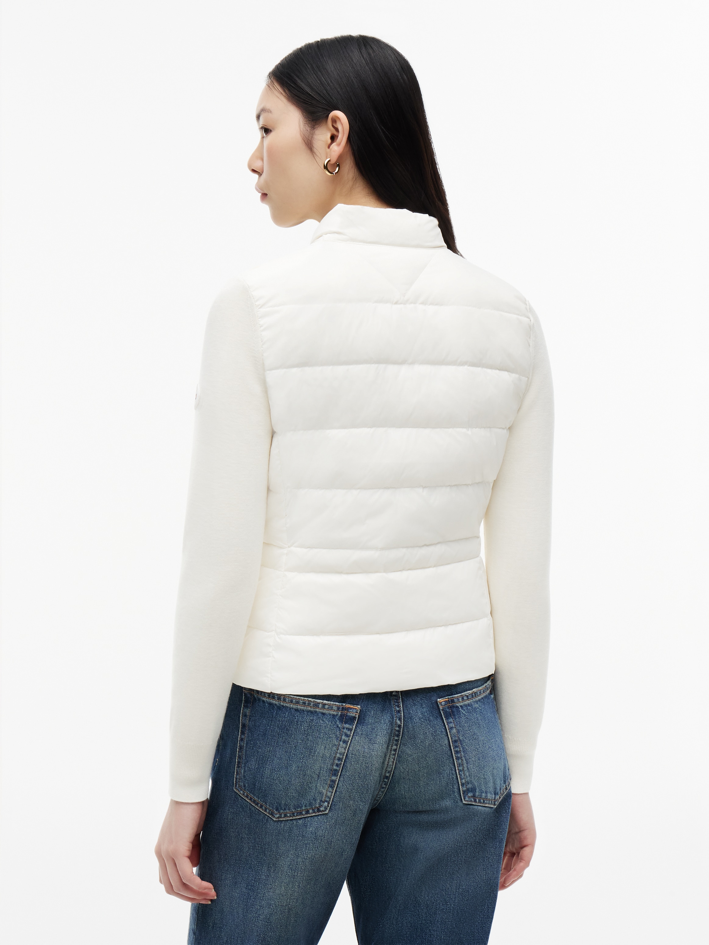 Tommy Hilfiger Daunenjacke »LW DOWN KNIT MIX JACKET« ohne Kapuze Stehkragen, Materialmix mit Steppqualität
