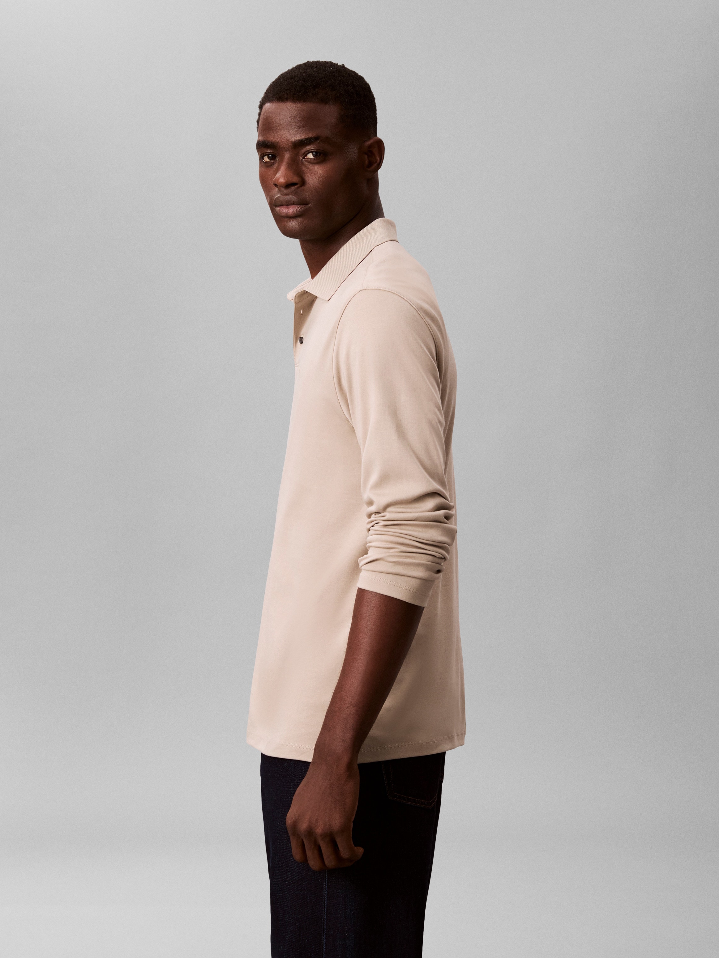 Calvin Klein Jeans Langarm-Poloshirt »LS SUPIMA COTTON SOLID POLO« regular fit mit Rundhalsausschnitt