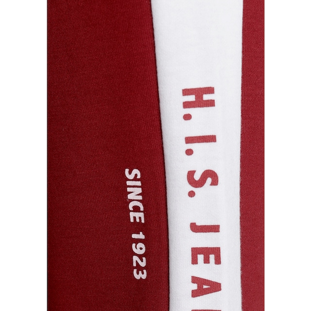 H.I.S mit Seitenstreifen kaufen weißem | online Logodruck und Relaxhose, BAUR