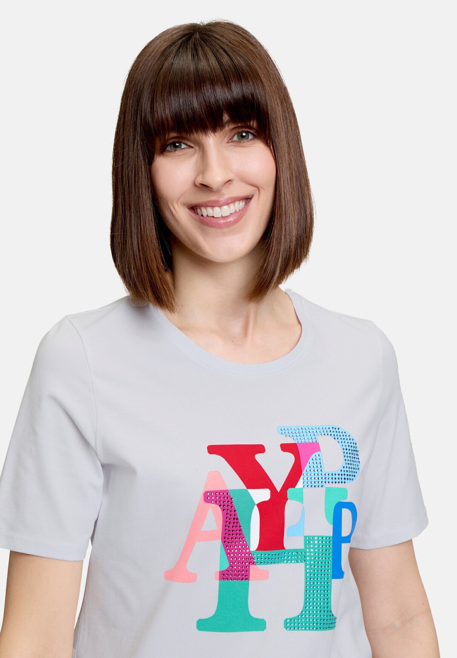 Betty Barclay Kurzarmshirt »Damen mit Aufdruck« 1 Stk. Glitzersteine