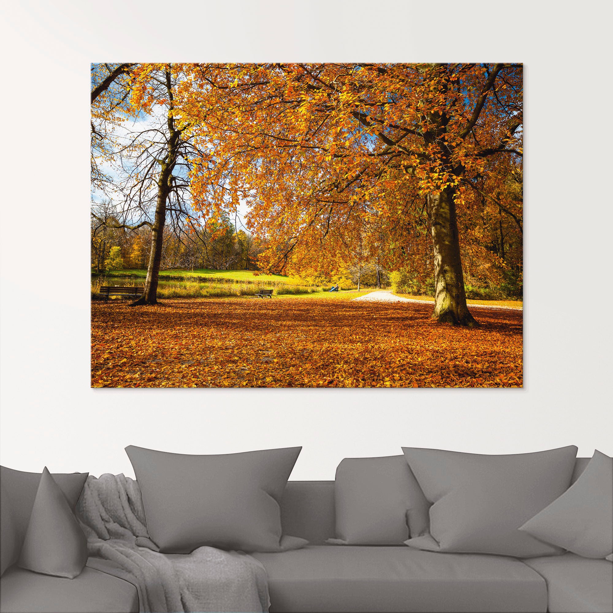 Artland Glasbild »Herbst bei Schlosses Nymphenburg«, Wiesen & Bäume, (1 St.), in verschiedenen Größen