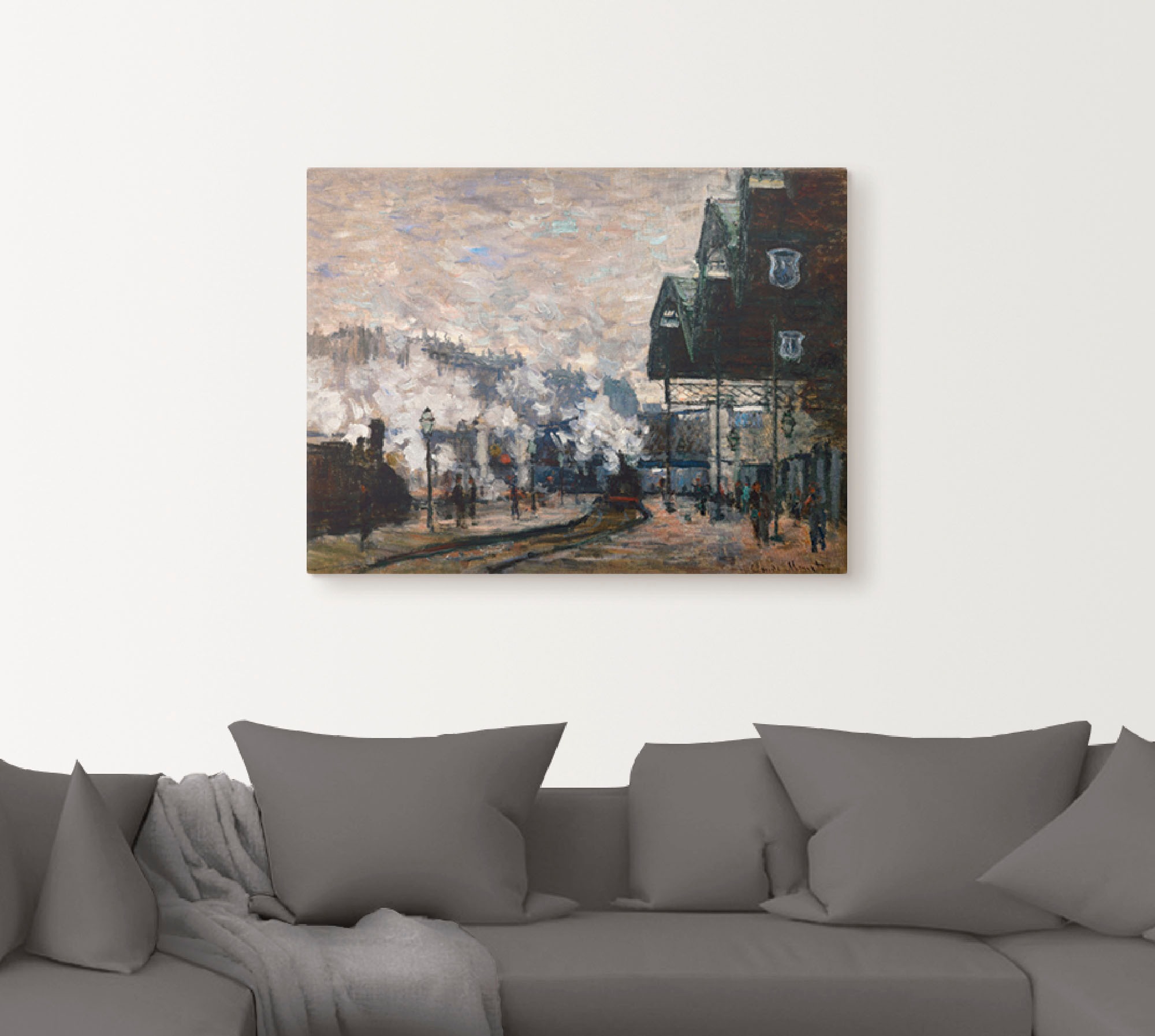 Artland Wandbild »Der Bahnhof Saint-Lazare. 1877.«, Gebäude, (1 St.), als Leinwandbild, Wandaufkleber oder Poster in versch. Größen