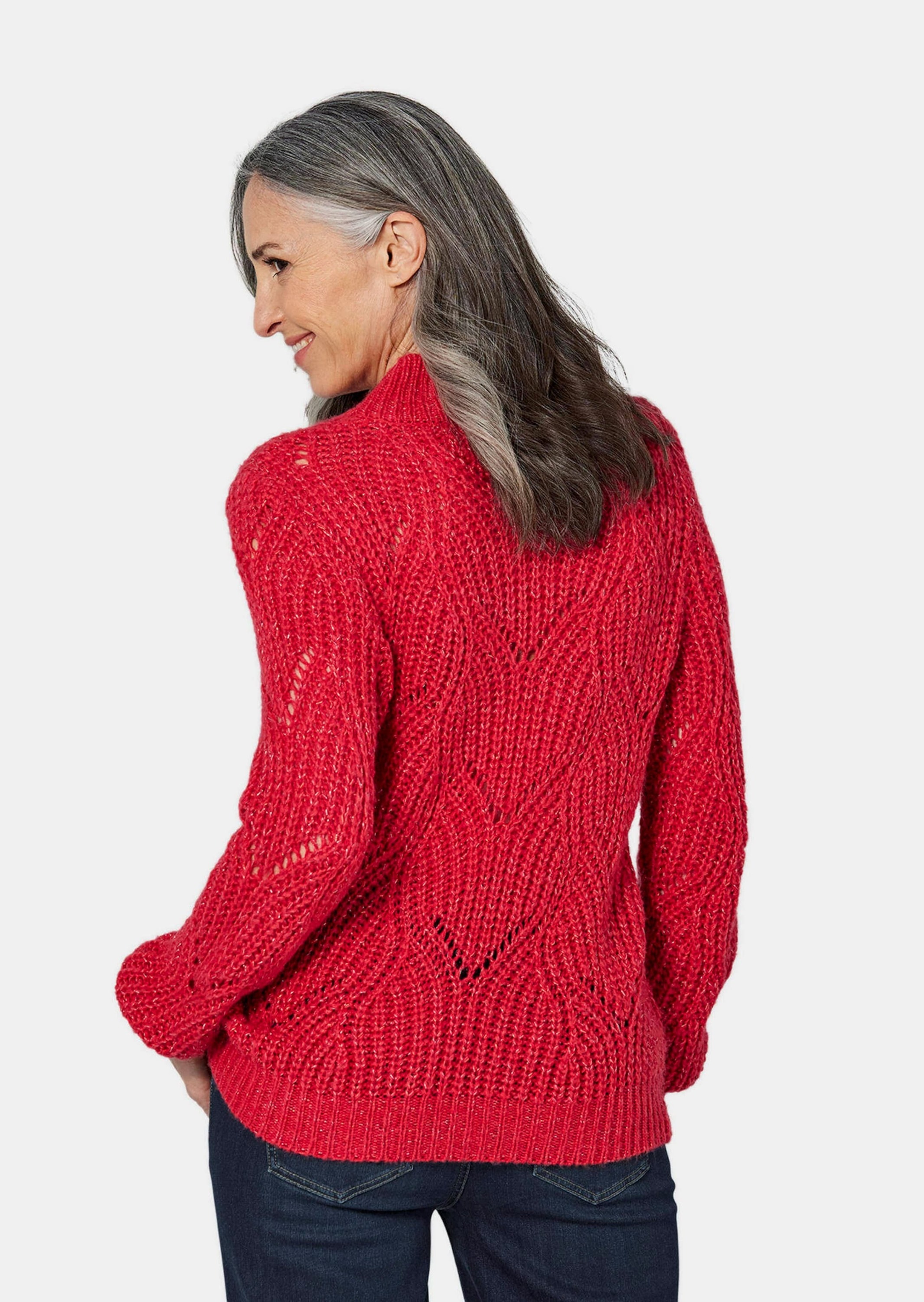 GOLDNER Rundhalspullover »Strickpullover Strickpullover mit Ajourmuster«