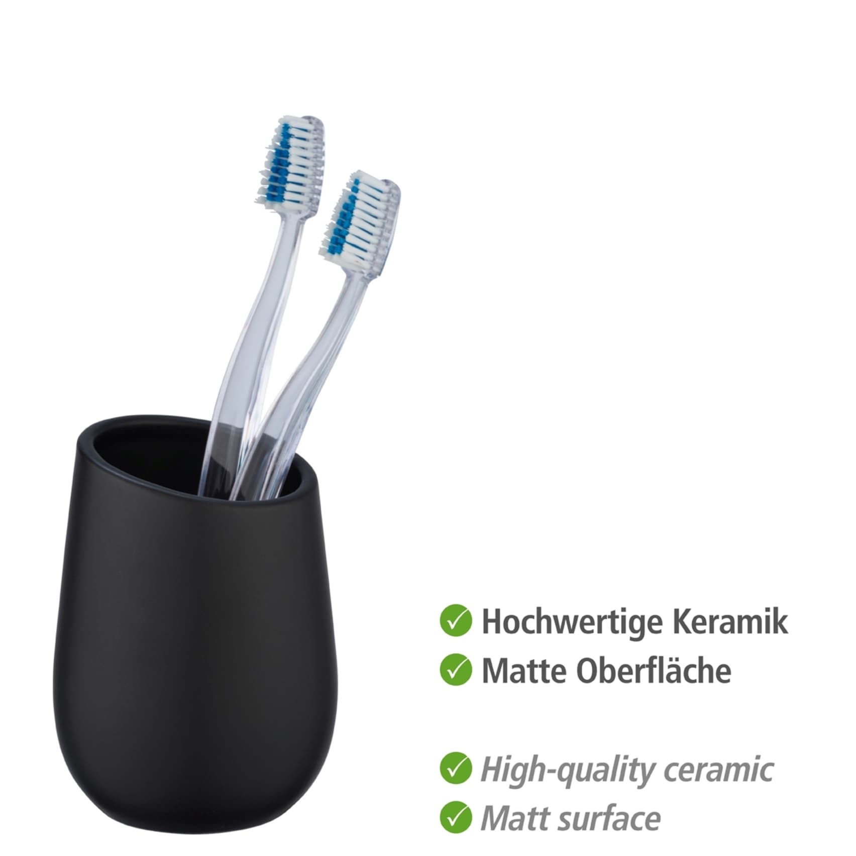 Thumbnail - WENKO Badaccessoire-Set "Badi" bestehend aus Seifenspender und Zahnputzbecher, Keramik