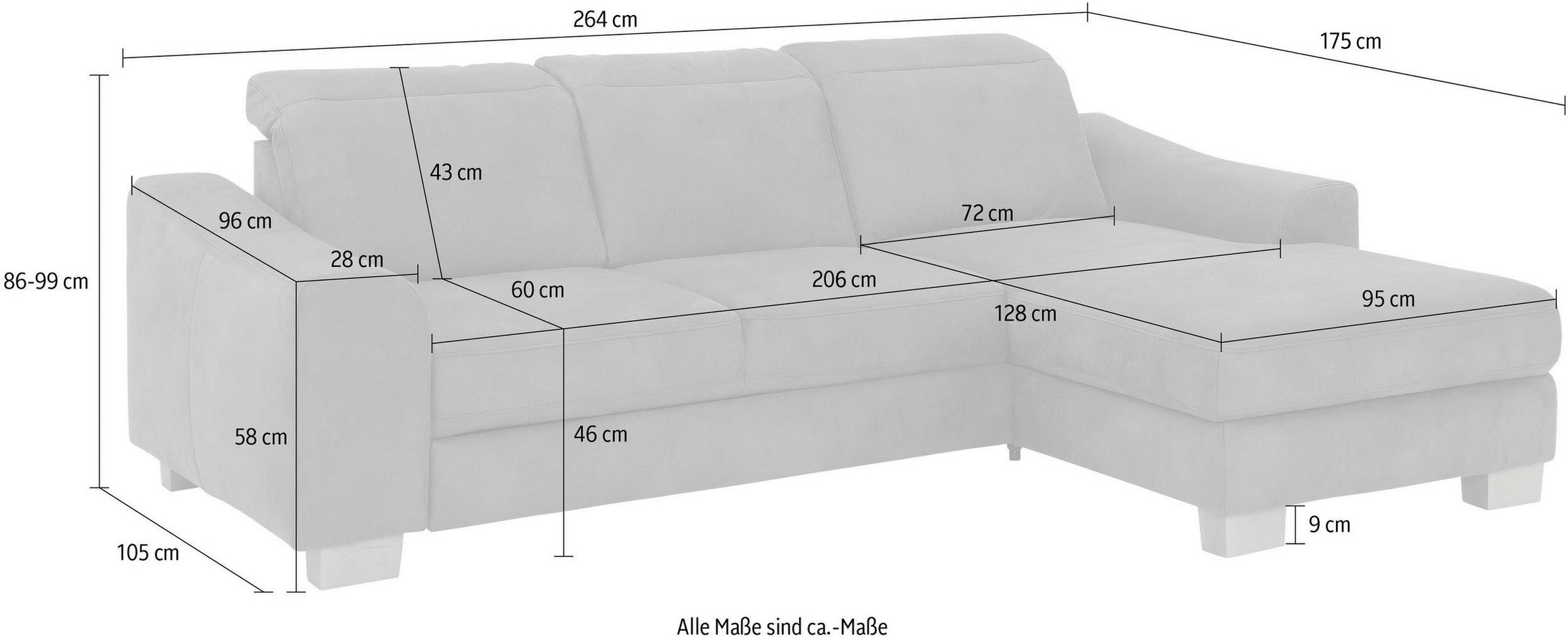 Home affaire Ecksofa »Dundee L-Form«, wahlweise mit Kopfteilverstellung und zusätzlich mit Bettfunktion