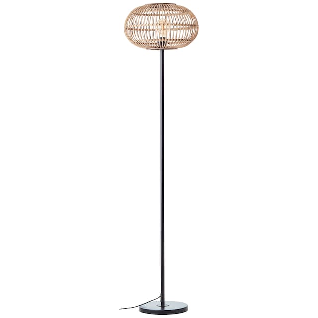 Brilliant Stehlampe »Woodball«, 1 flammig-flammig, mit Bambus Schirm, 153 x  38 cm, E27, matt schwarz/natur | BAUR