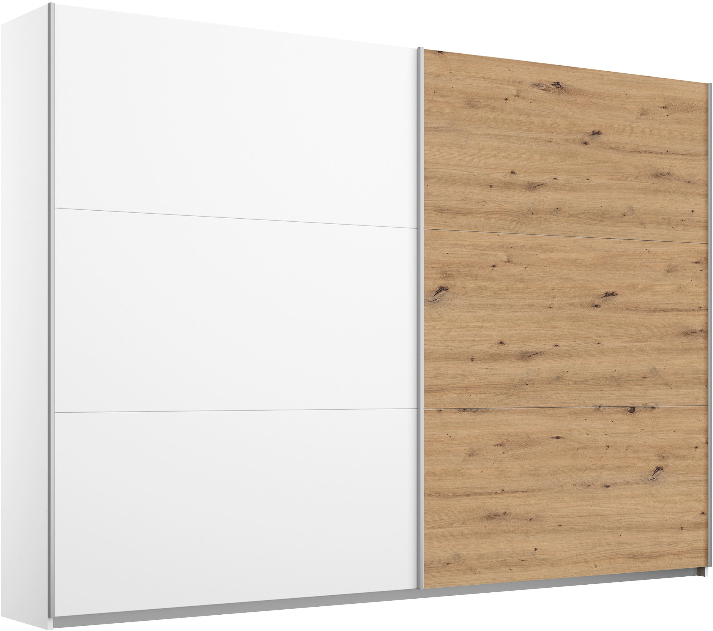 rauch Schwebetürenschrank "AURELIO Kleiderschrank Garderobe" 3 Ausstattungen BASIC/CLASSIC/PREMIUM (inkl. SOFT-CLOSE-FUNKTION), 3 verschiedene Ausstattungsvarianten Griffe aus Metall MADE IN GERMANY
