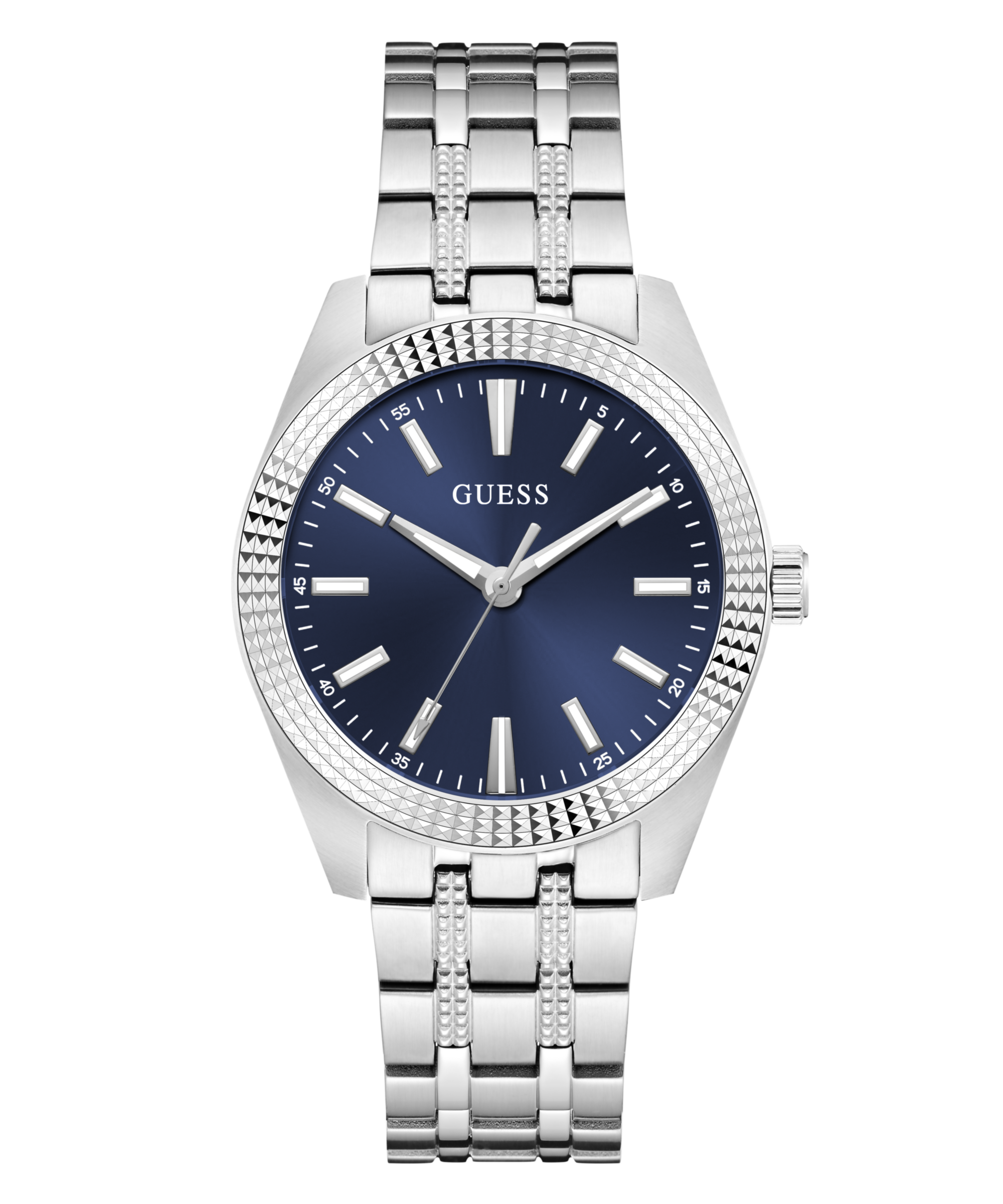 Guess Quarzuhr »PERCY« Armbanduhr, Damenuhr, Herrenuhr, Edelstahlarmband, analog