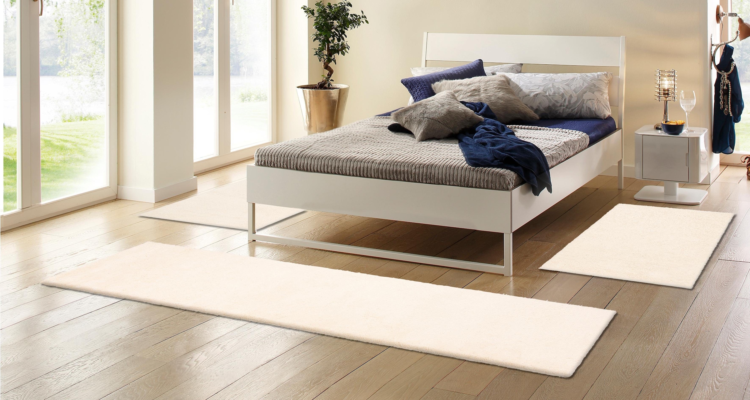 my home Bettumrandung »Mohan«, (3 tlg.), handgeknüpft, Bettvorleger, Läufer-Set für das Schlafzimmer