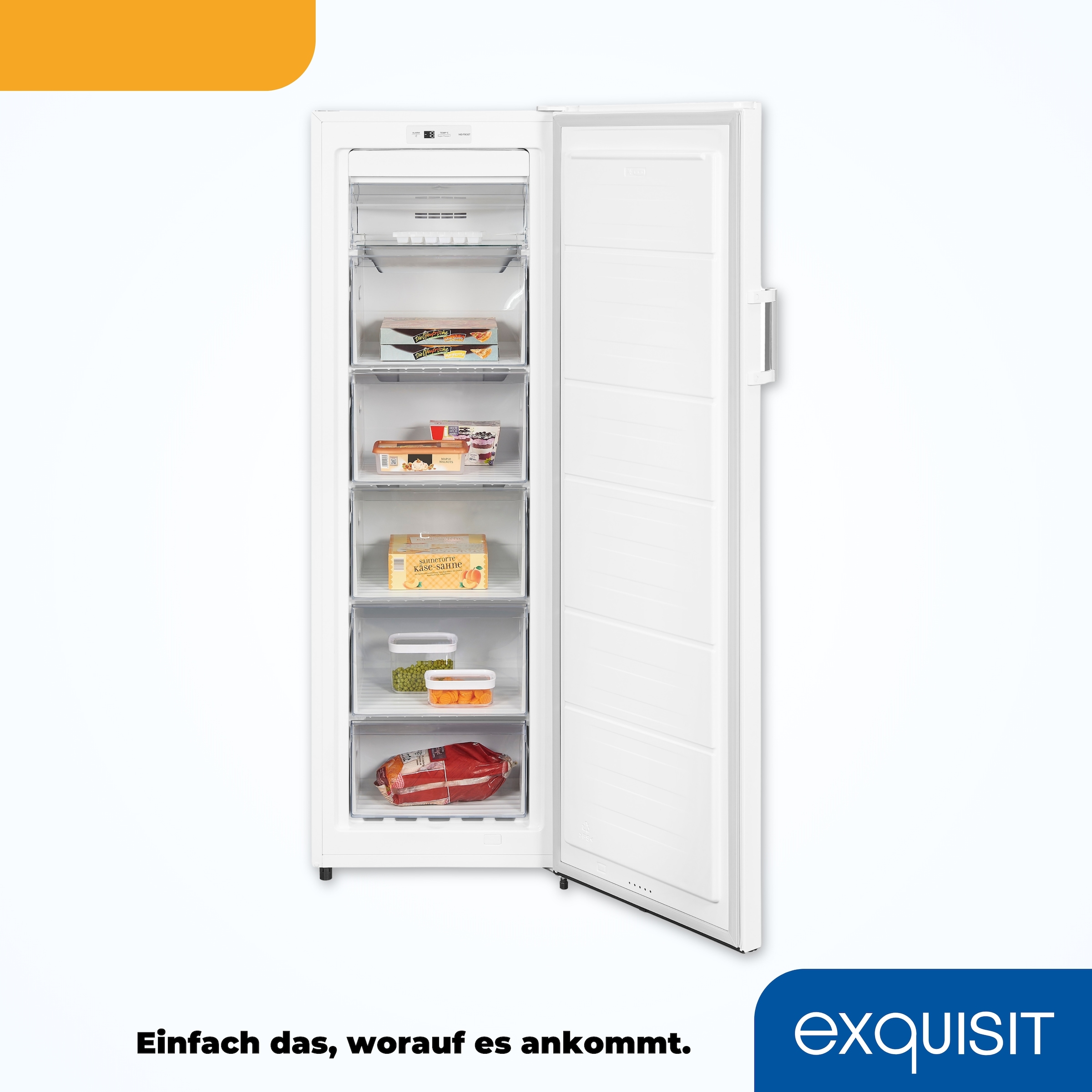 exquisit Gefrierschrank »GS271-NF-H-010E weiss«, 169,1 cm hoch, 55,9 cm breit, 194 L Volumen, NoFrost, Schnellgefrieren, 4 Sterne