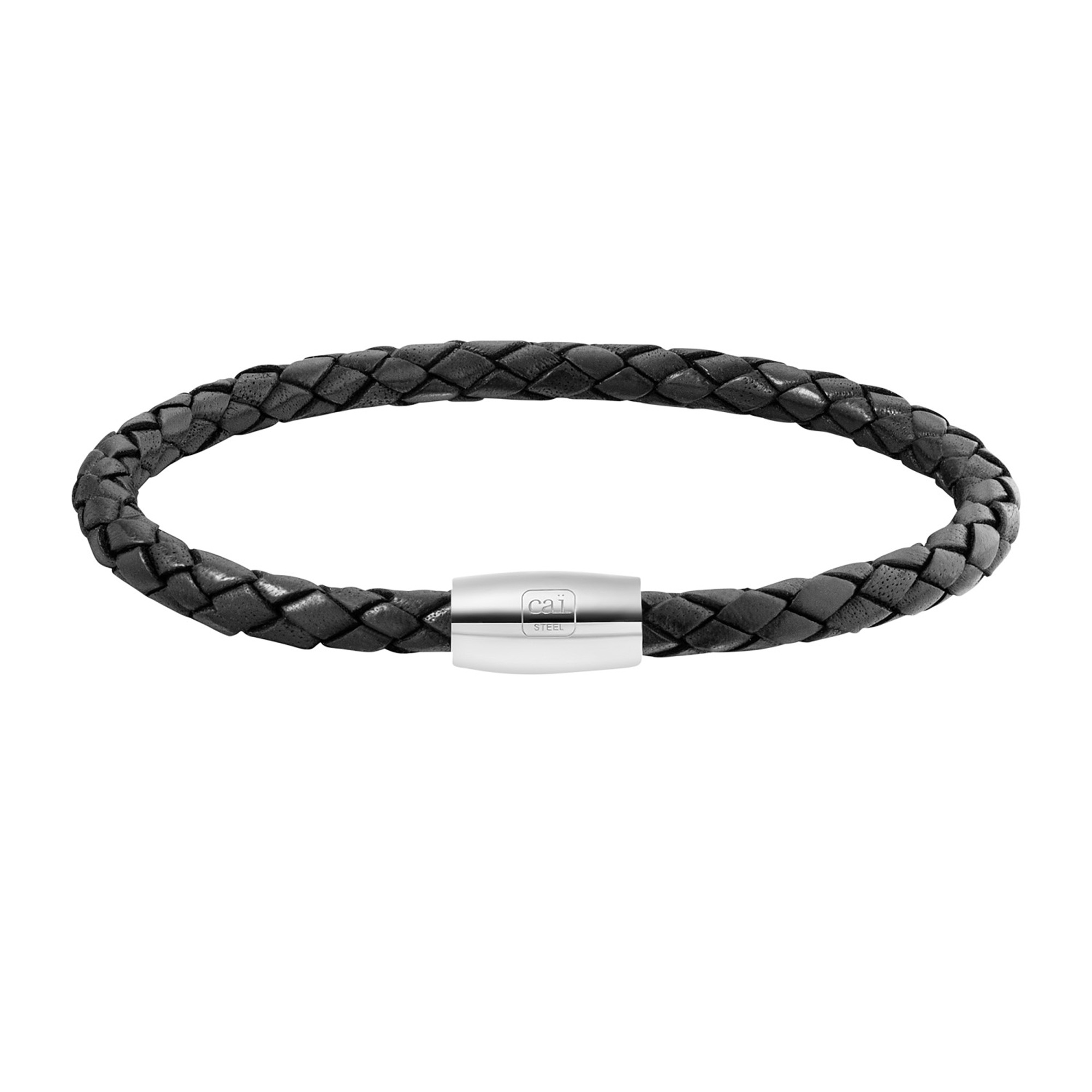 Armband »Edelstahl Leder schwarz 23cm«