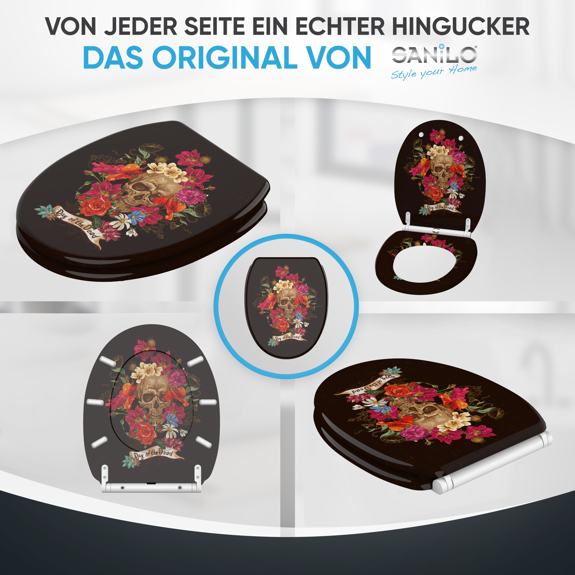 Sanilo WC-Sitz »Day of the Dead mit Absenkautomatik & Quick Release« Premium Toilettendeckel, abnehmbar, leichte Montage von oben