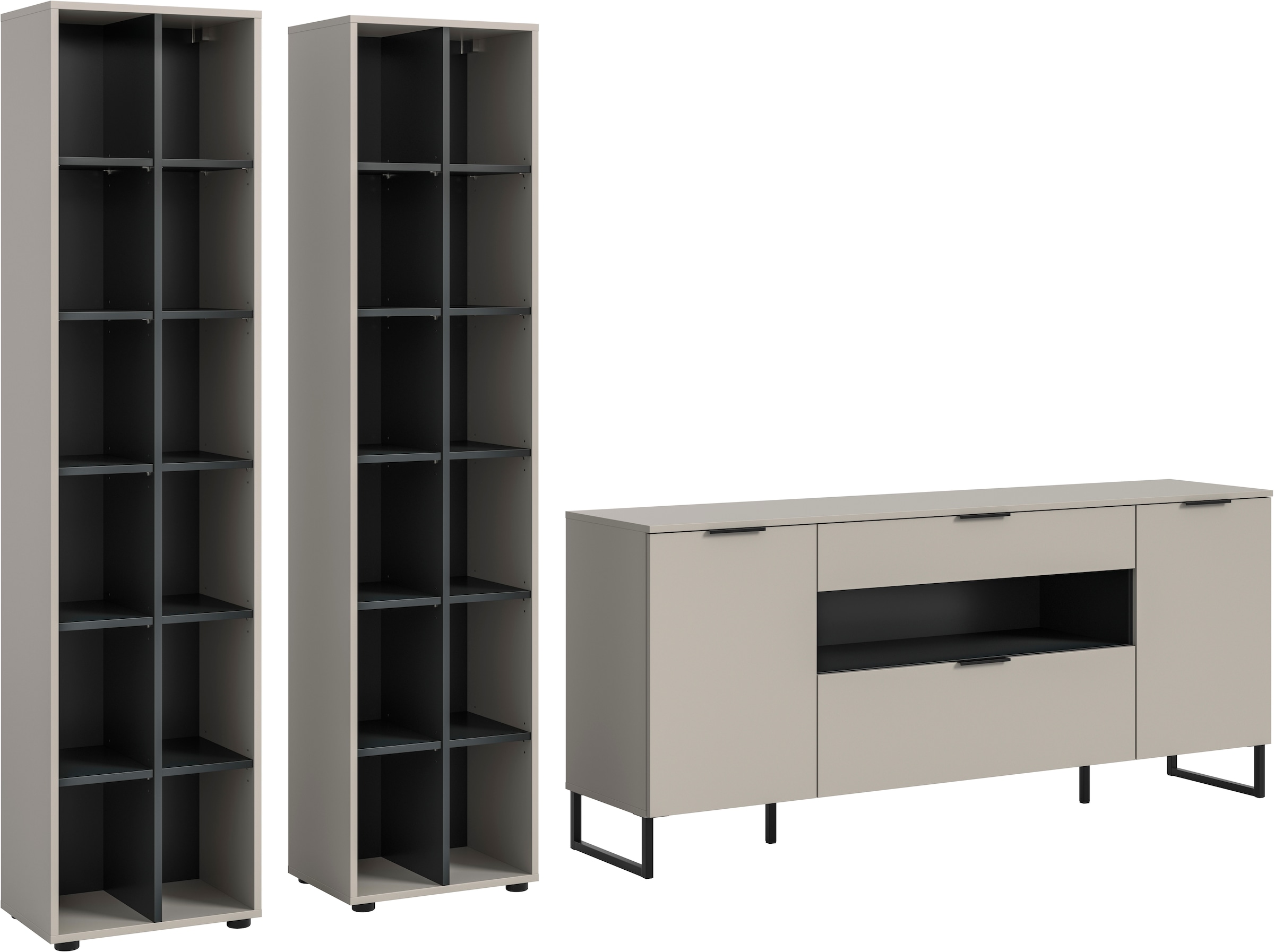 INOSIGN Wohnwand "Adio, Wohnkombination, 305 cm Breit", (Set, 3 St.), Adio, günstig online kaufen