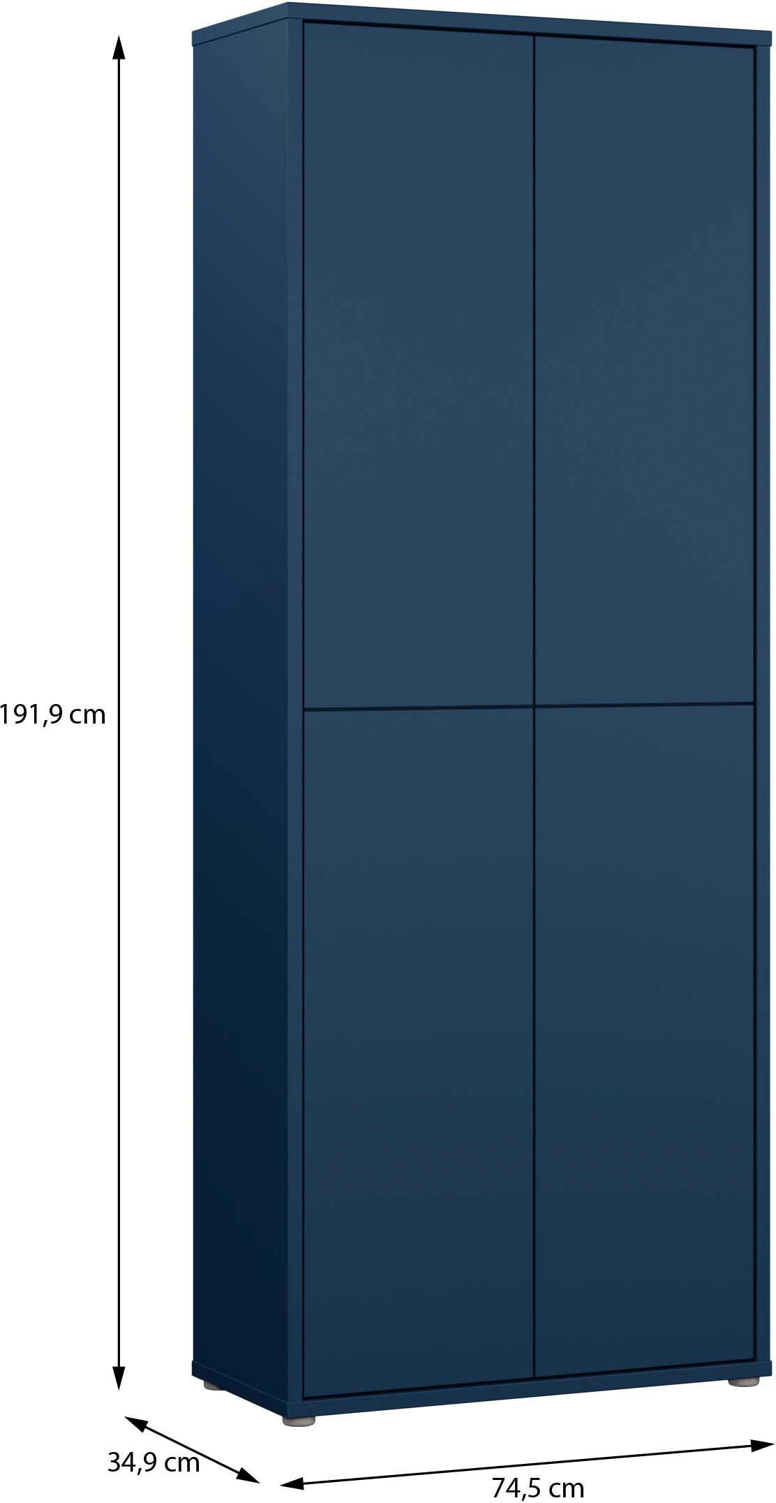 FORTE Schuhschrank »Alice Springs, Schuhschrank, Höhe 191,9 cm, 4 Türen, viel Platz« B/H/T 74,5/191,9/34,9 cm,  Stauraumschrank, Mehrzweckschrank, Breite 74,5 cm, mit 8 Böden