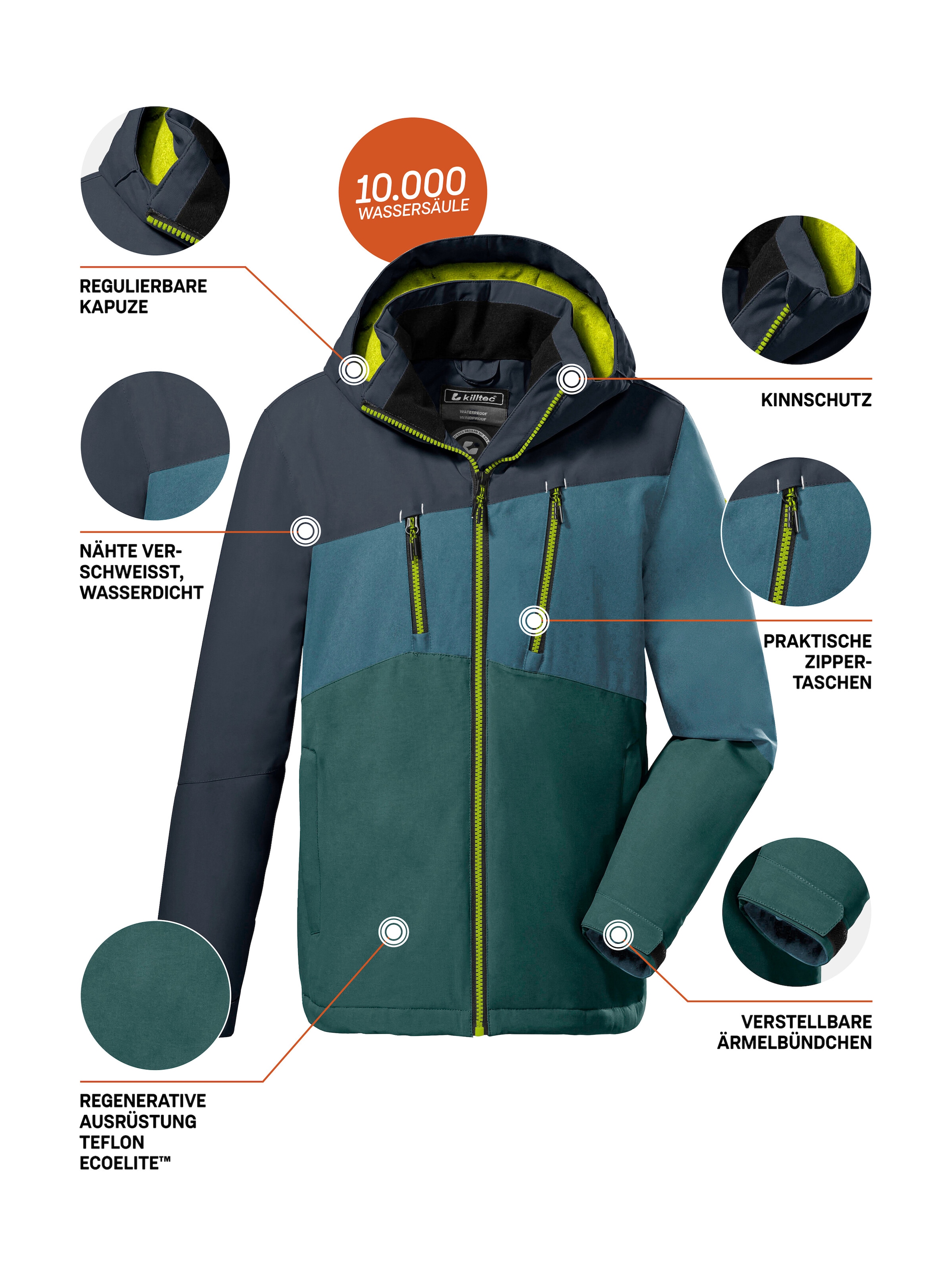 Killtec Outdoorjacke »KOW 204 BYS JCKT« Wasserdichte, atmungsaktive Winterjacke mit verstellbarer Kapuze