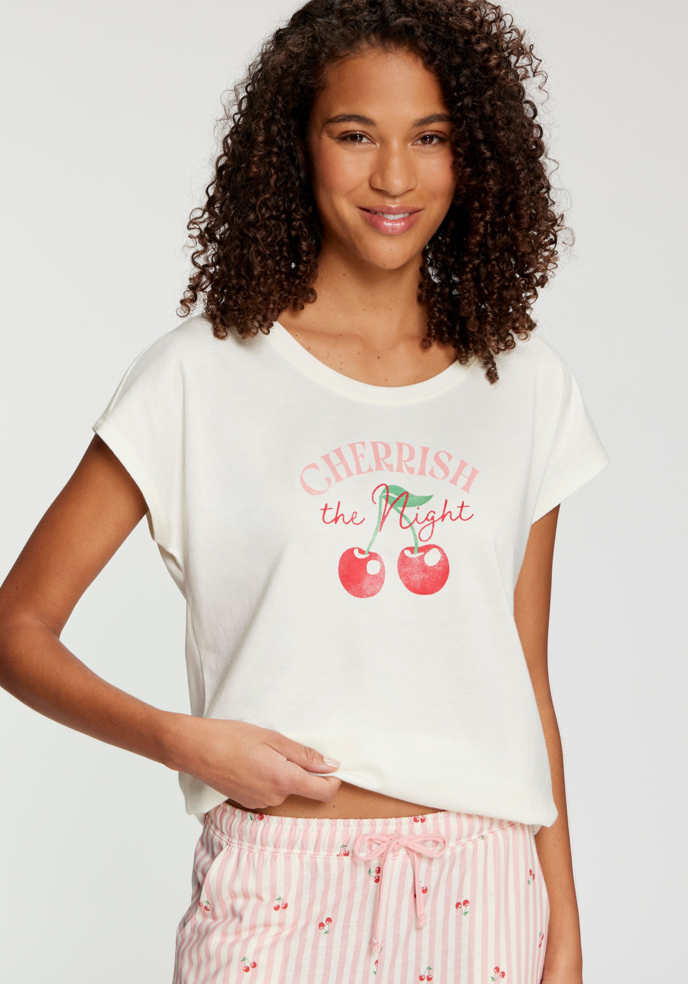 Vivance Dreams by Lascana Pyjamaoberteil mit Frontprint