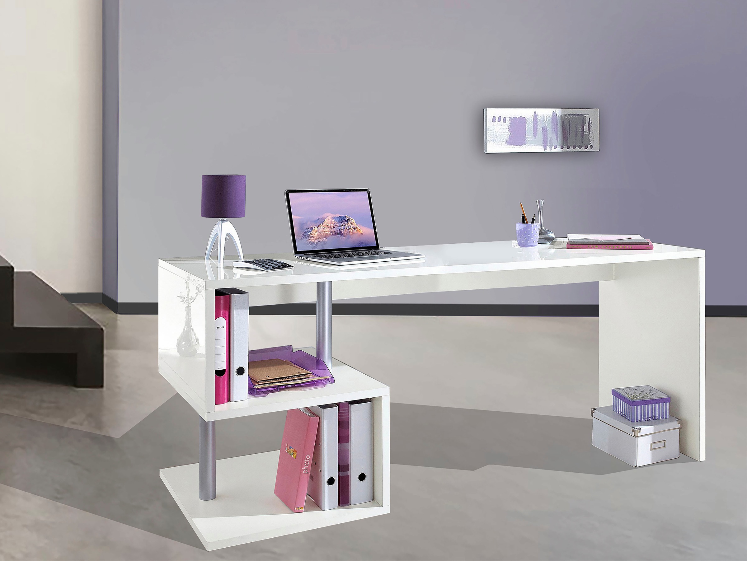 Home Affaire Esse Desk 180x60x77.5cm White High Gloss 3