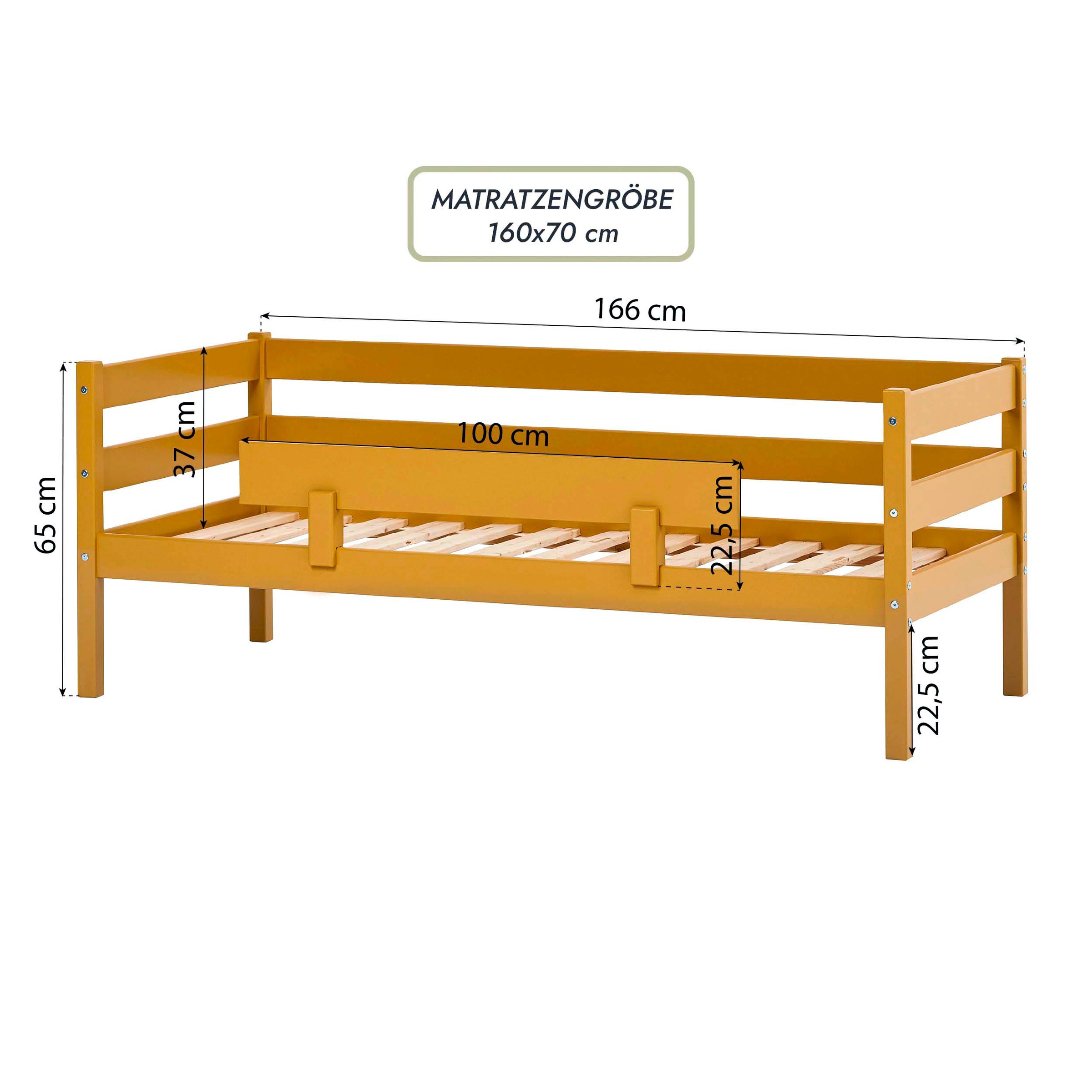 Hoppekids Einzelbett »ECO Comfort Kinderbett, Kiefer Massivholz, Jugendbett inkl. Rollrost«, 70x160 cm, wahlweise in verschieden Farben/ Matratze/ Absturzsicherung