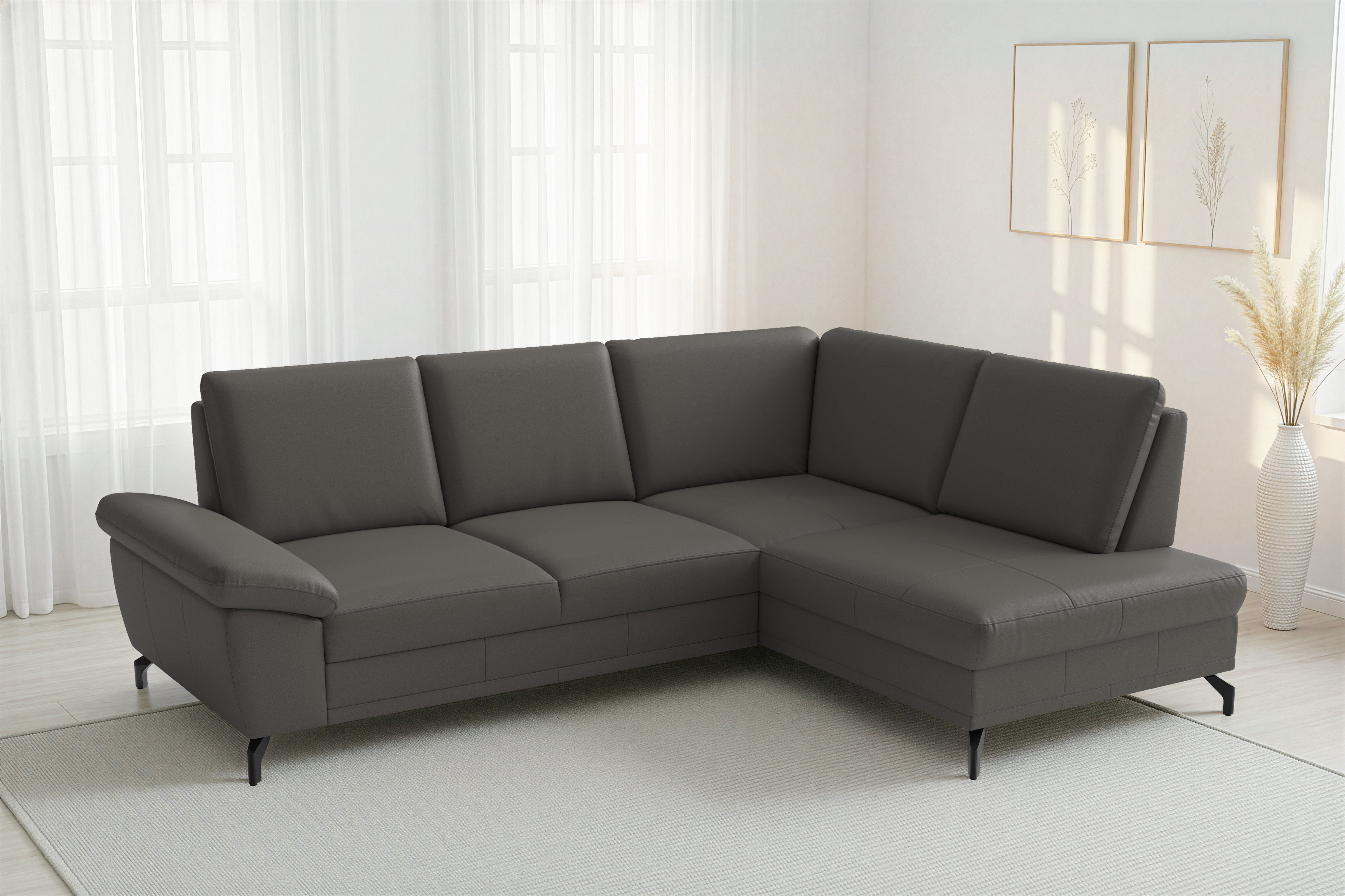 sit&more Ecksofa "Chelsea L-Form, B: 249 cm, Armteil- & Sitztiefenverstellung, Leder" optional mit Schlaffunktion und Bettkasten