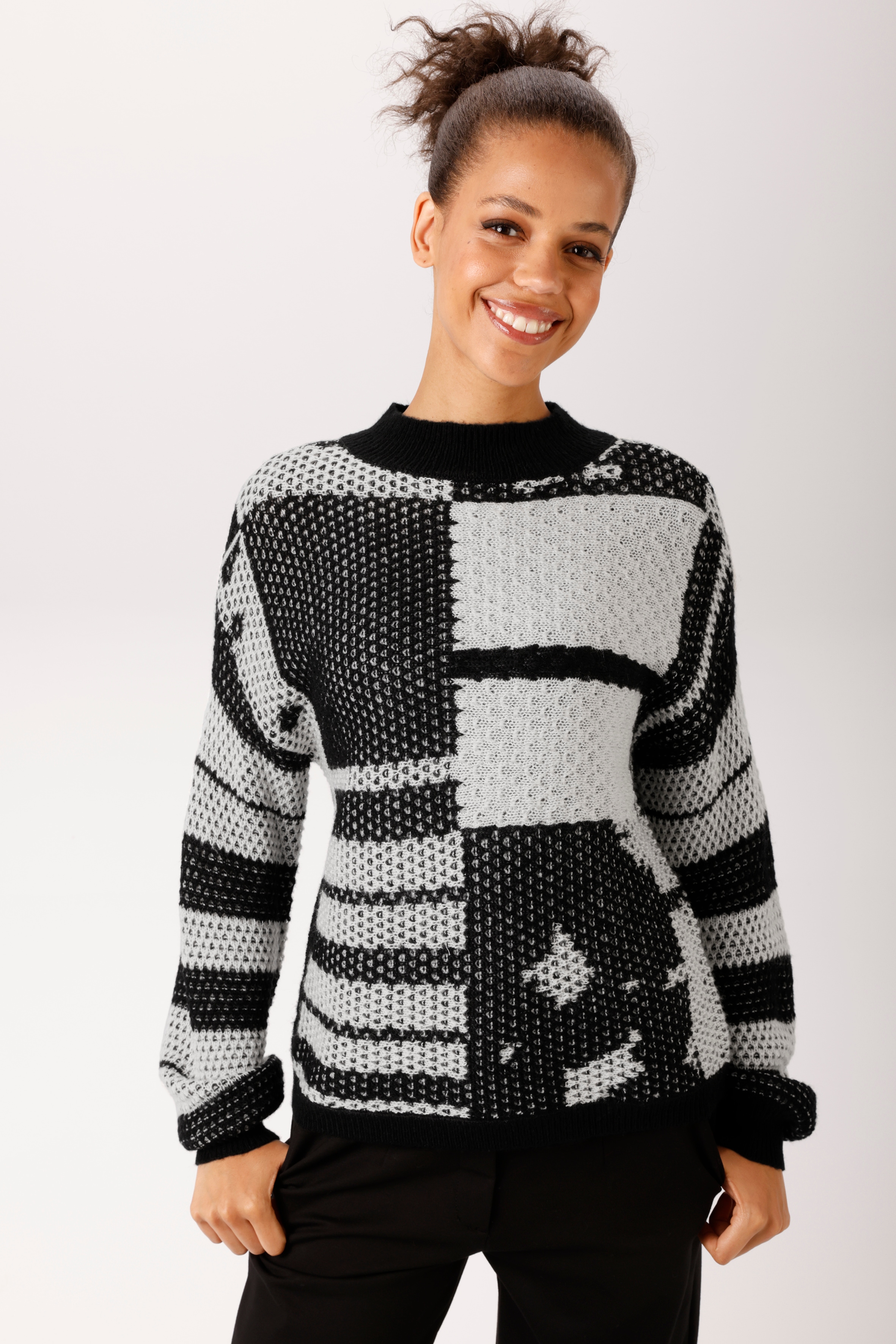 Aniston CASUAL Strickpullover im attraktiven Patch-Dessin und Mustermix - NEUE KOLLEKTION