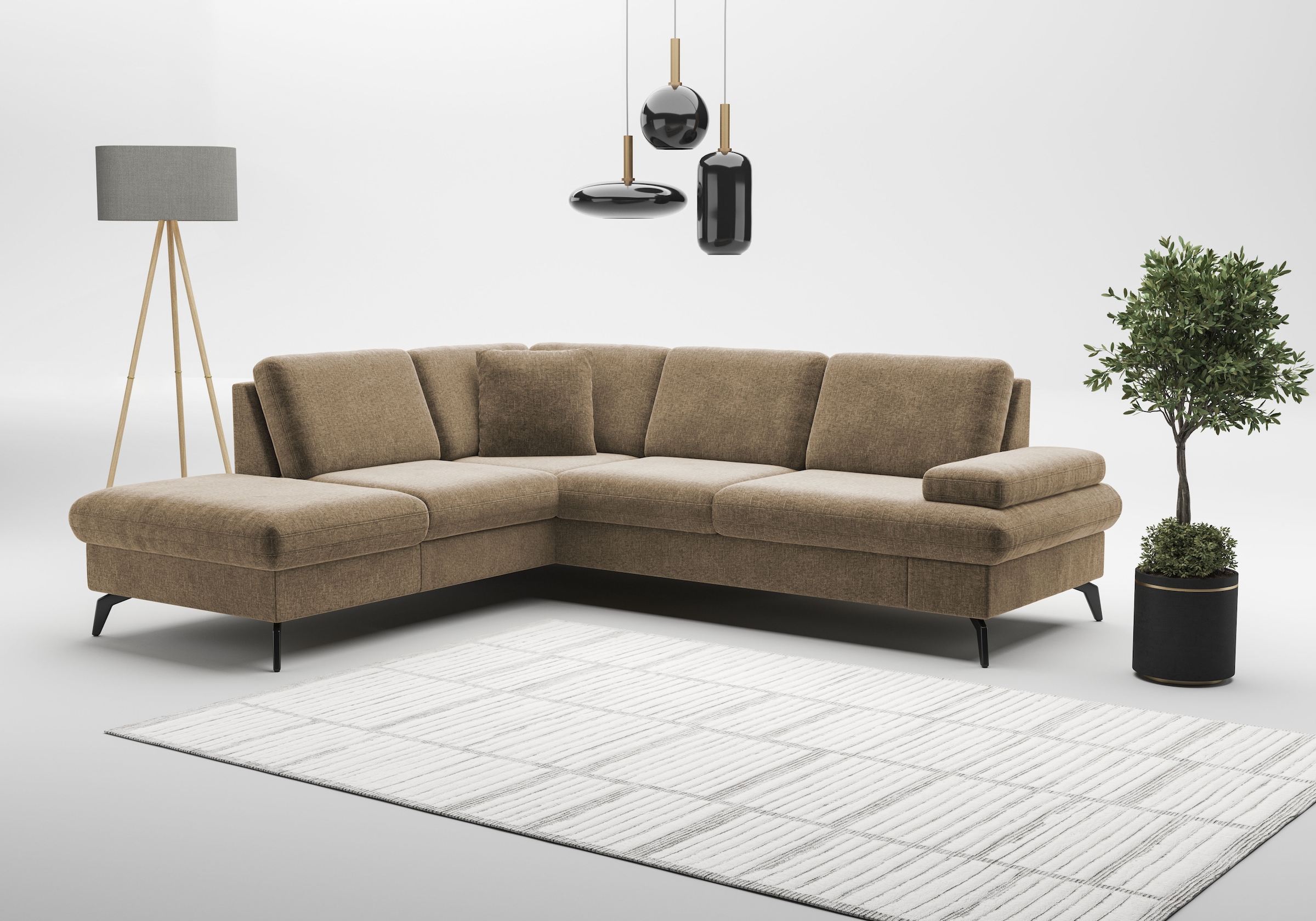 sit&more Ecksofa »Morris Jubi L-Form«, inkl. Armteilfunktion und 1 Zierkissen, wahlweise mit Bettfunktion