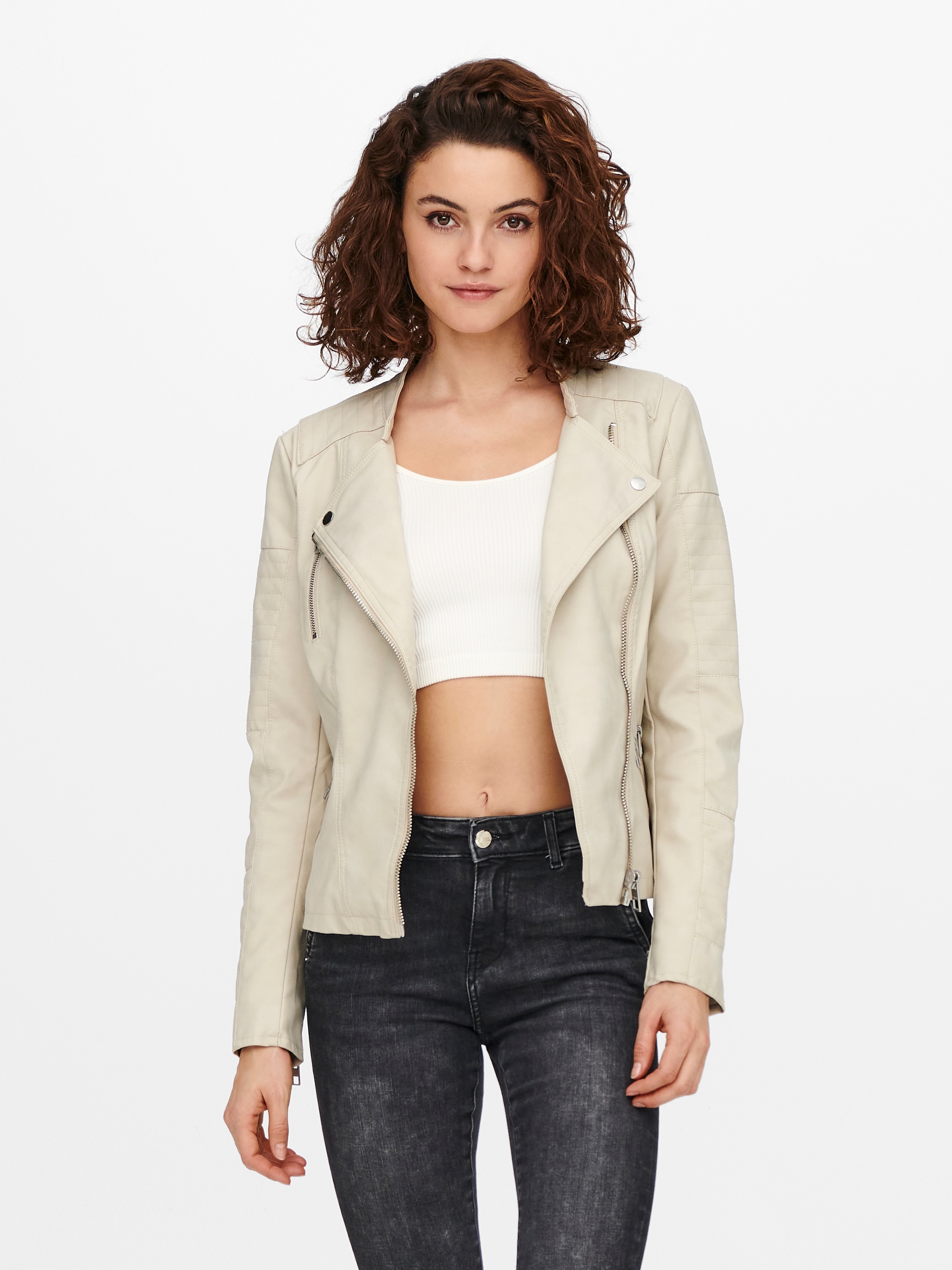 ONLY "ONLAVA FAUX LEATHER BIKER OTW NOOS" mit Biker-Details günstig online kaufen