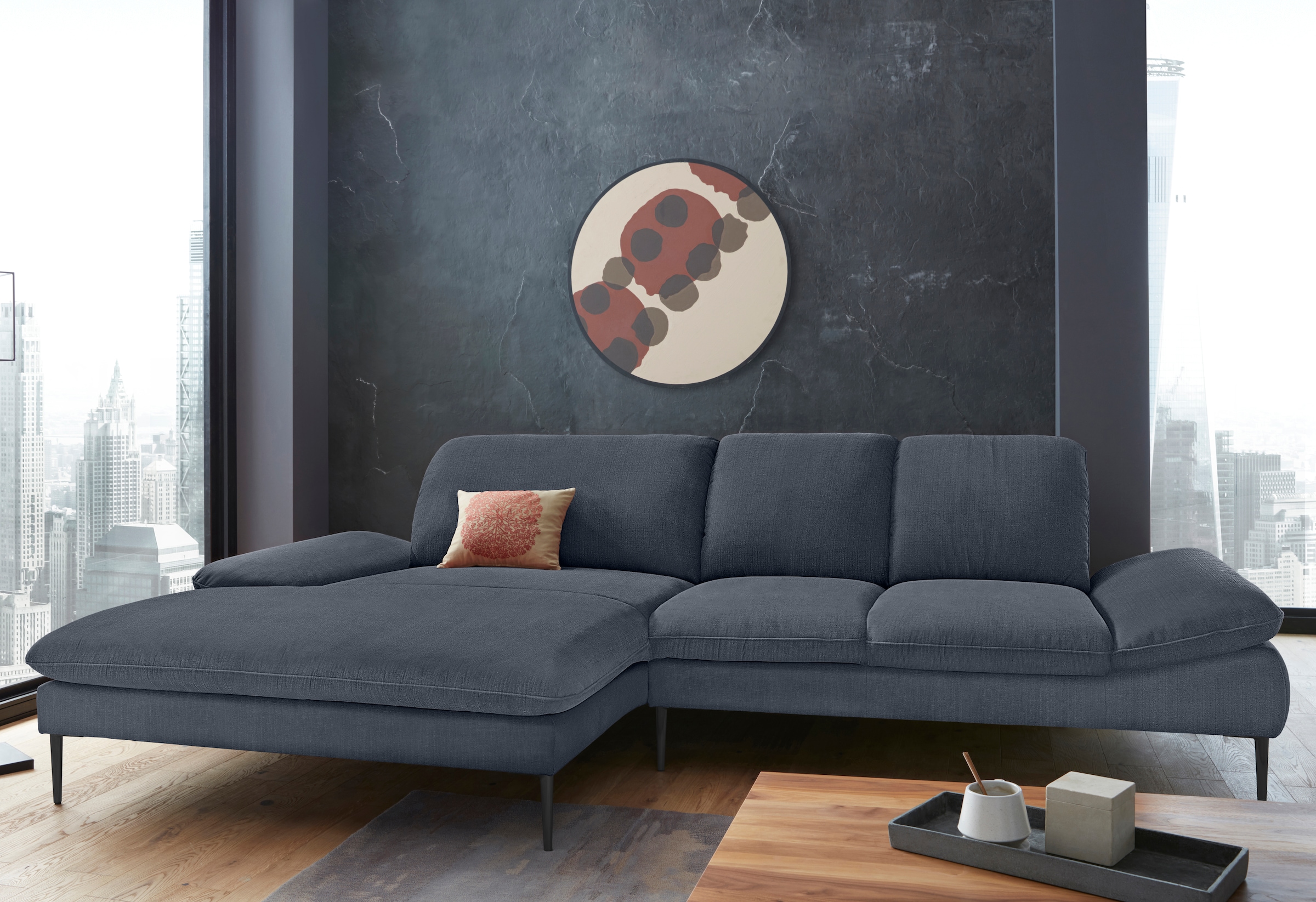 W.SCHILLIG Ecksofa "enjoy&MORE, Designsofa, elegant und bequem, L-Form" Sitztiefenverstellung, Füße schwarz pulverbeschichtet, Breite 310 cm