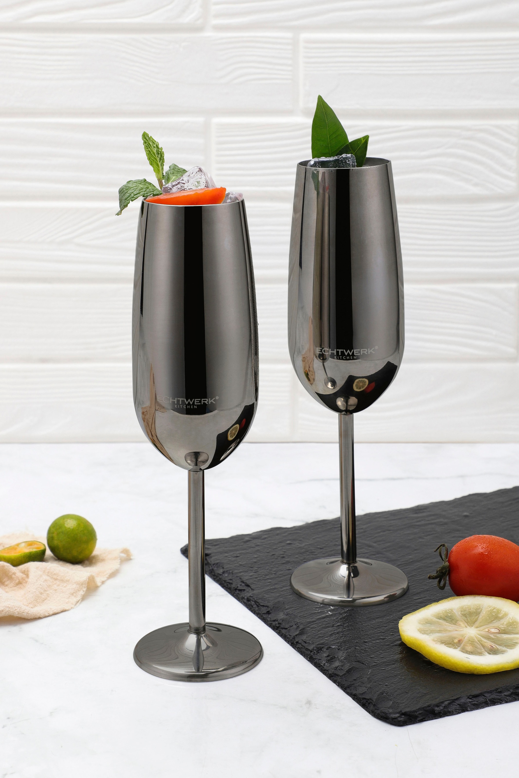 ECHTWERK Champagnerglas Sektglas, Sektkelch, Champagnerkelch, bruchsicher, 250 ml