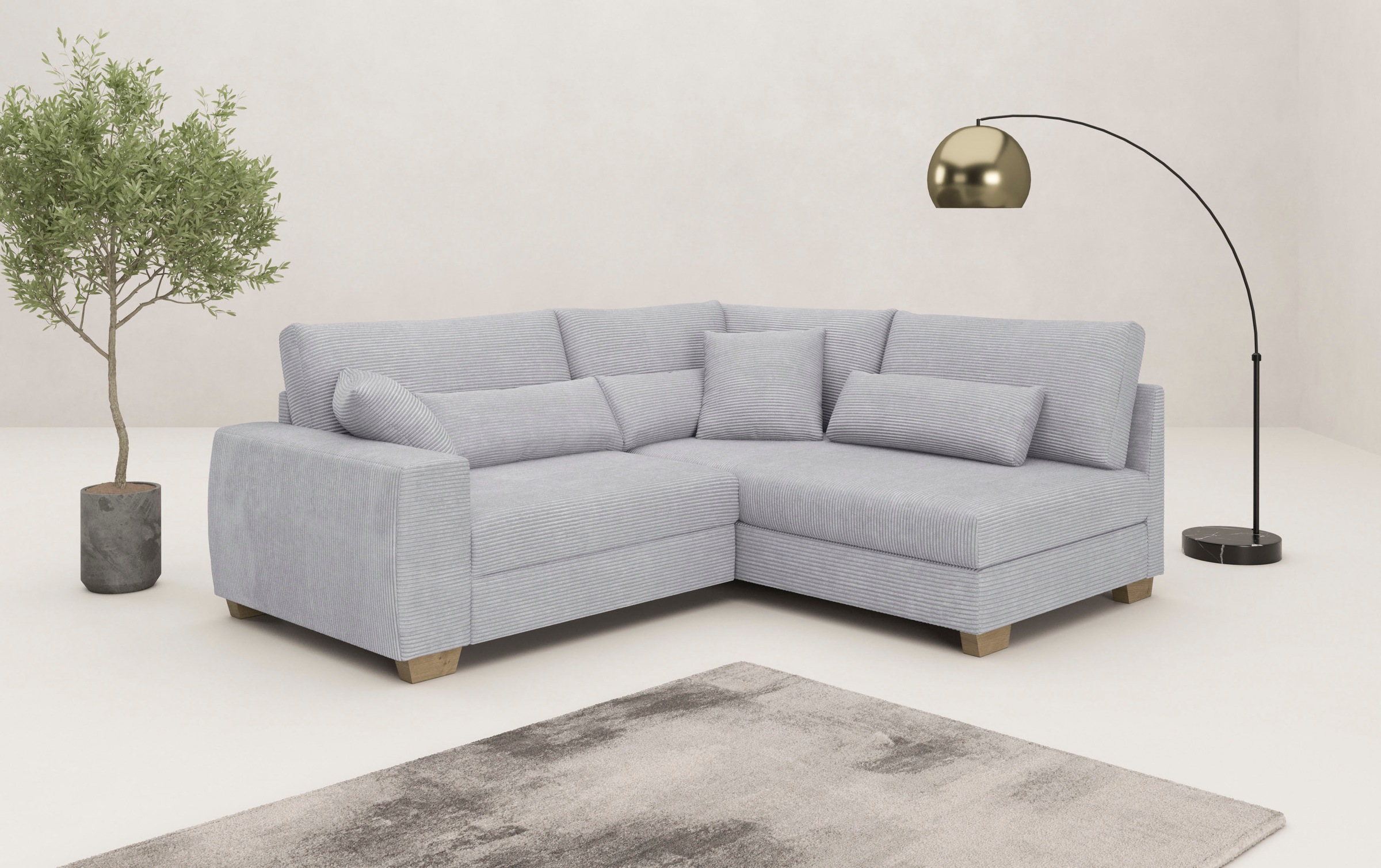 Mr. Couch Ecksofa "Hilla L-Form" Mit Federkern, wahlweise mit Bettfunktion günstig online kaufen