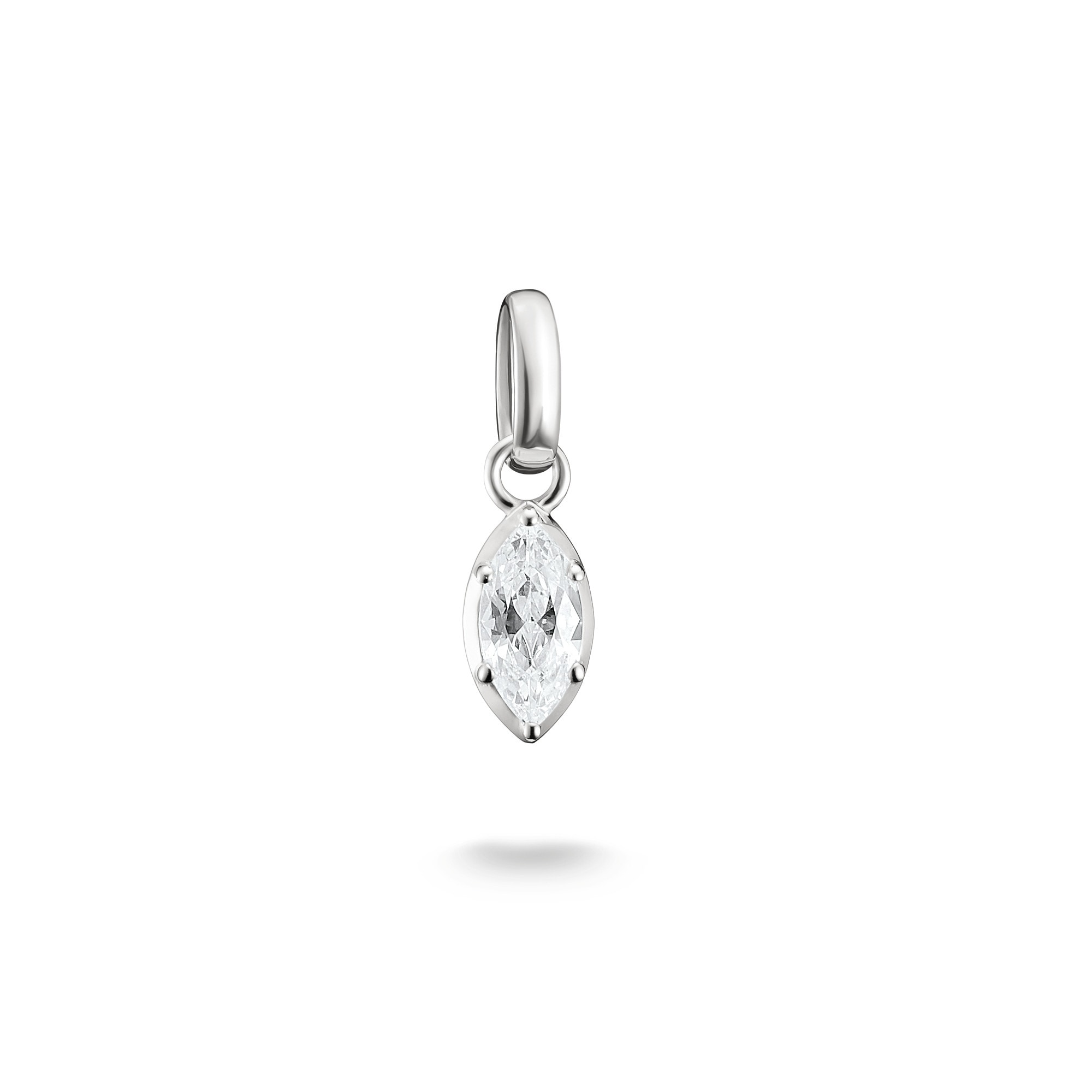 THOMAS SABO Damen Charm-Einhänger "Birthstone/Geburtsstein Charm - Connect", April, transparent, Silber 925 (recycelt), Charms, mit Zirkonia (synth.)