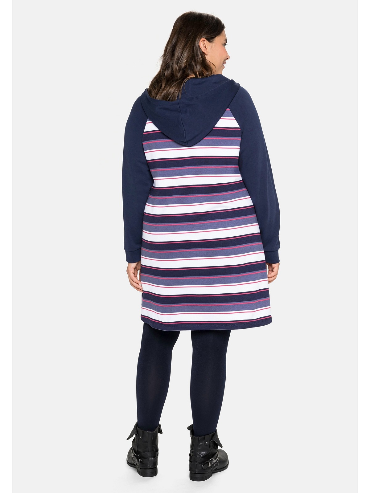 Sheego Sweatkleid »Große Größen«, mit Ringeln, Kapuze und Reißverschluss