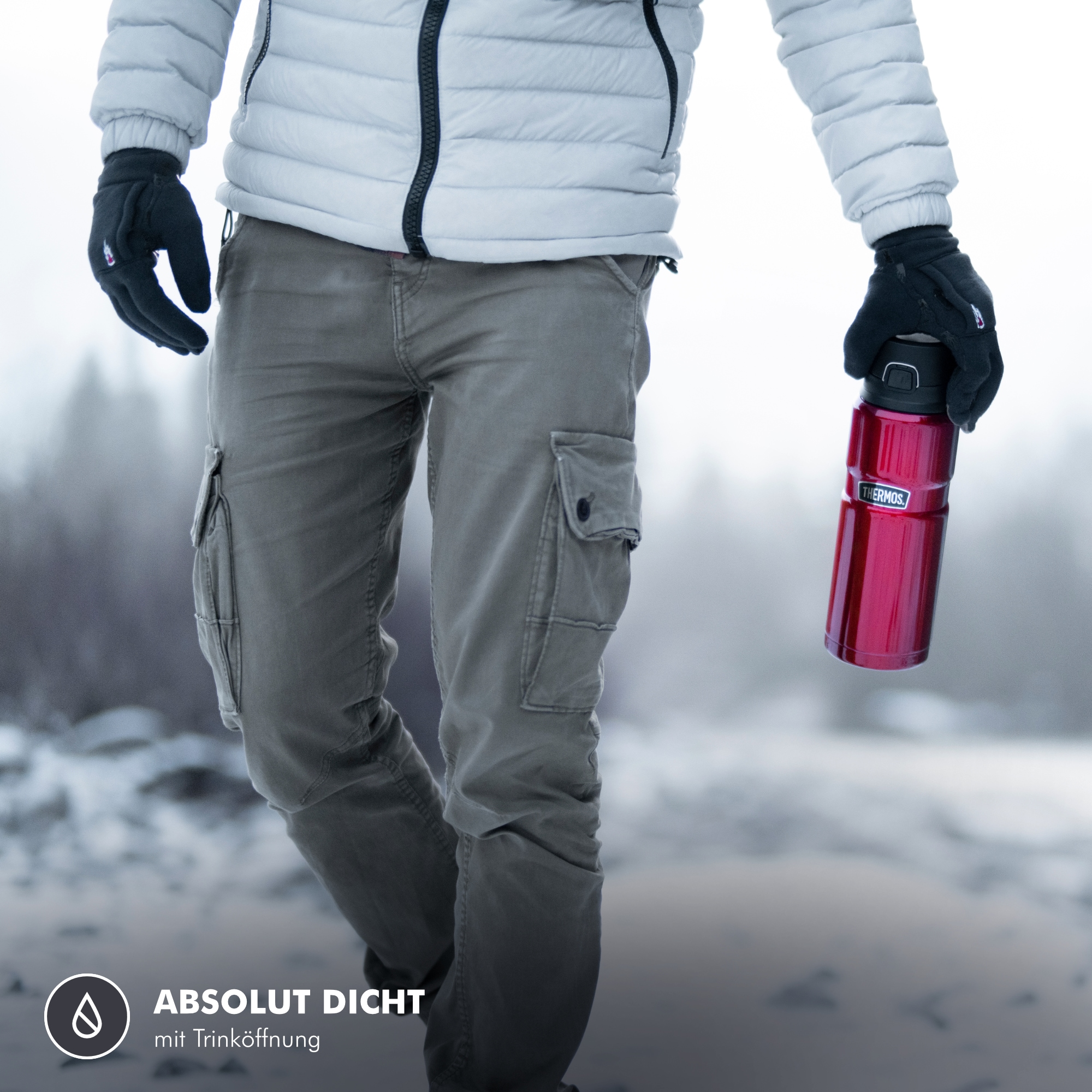 THERMOS Isolierflasche »STAINLESS KING BOTTLE, doppelwandiger Edelstahl« 0,7l, 15h heiß & 24h kalt, Safe Flow Lid mit Push Button