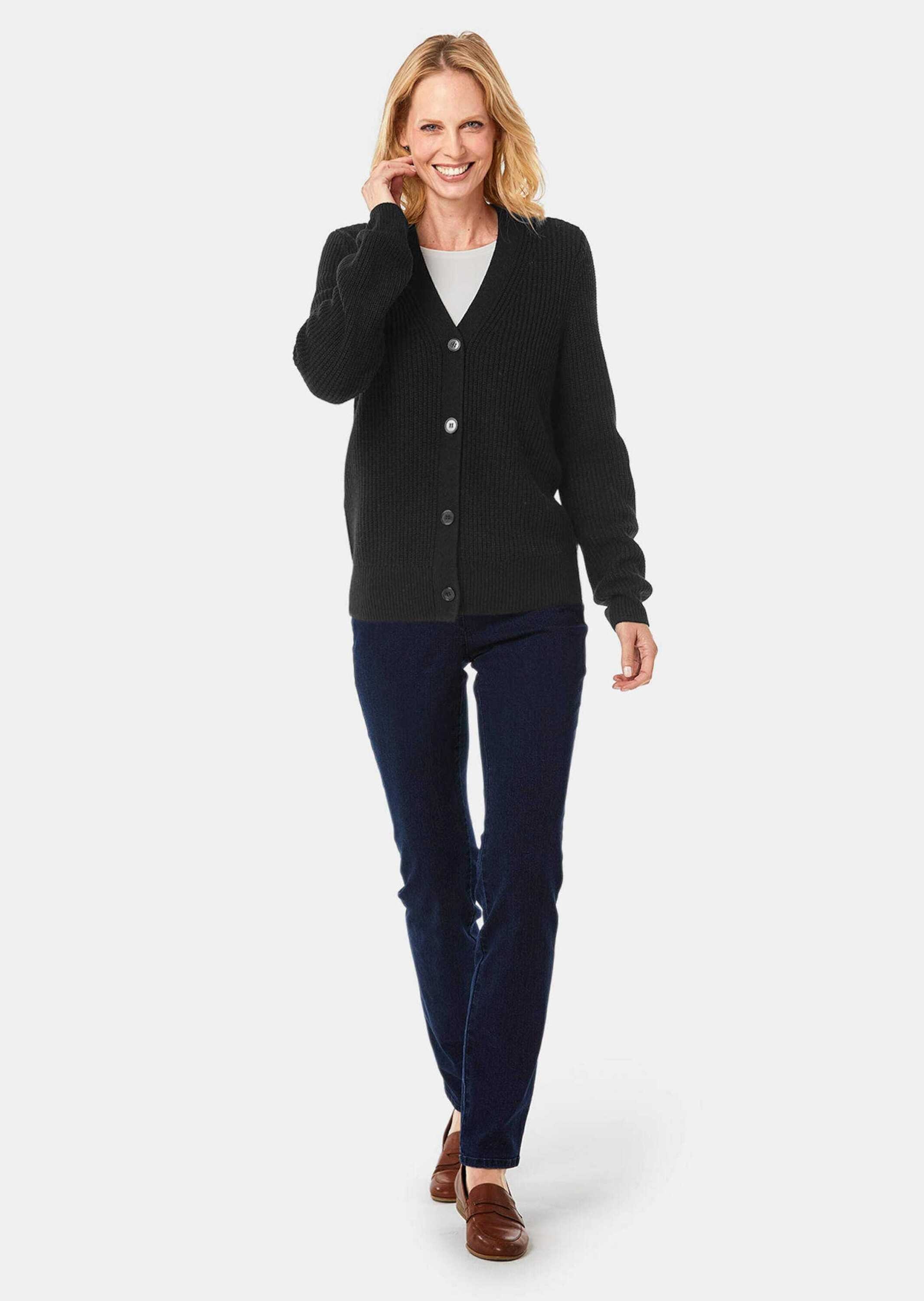 GOLDNER Strickjacke "Kurzgröße Pflegeleichte Strickjacke in hochwertiger Ri günstig online kaufen