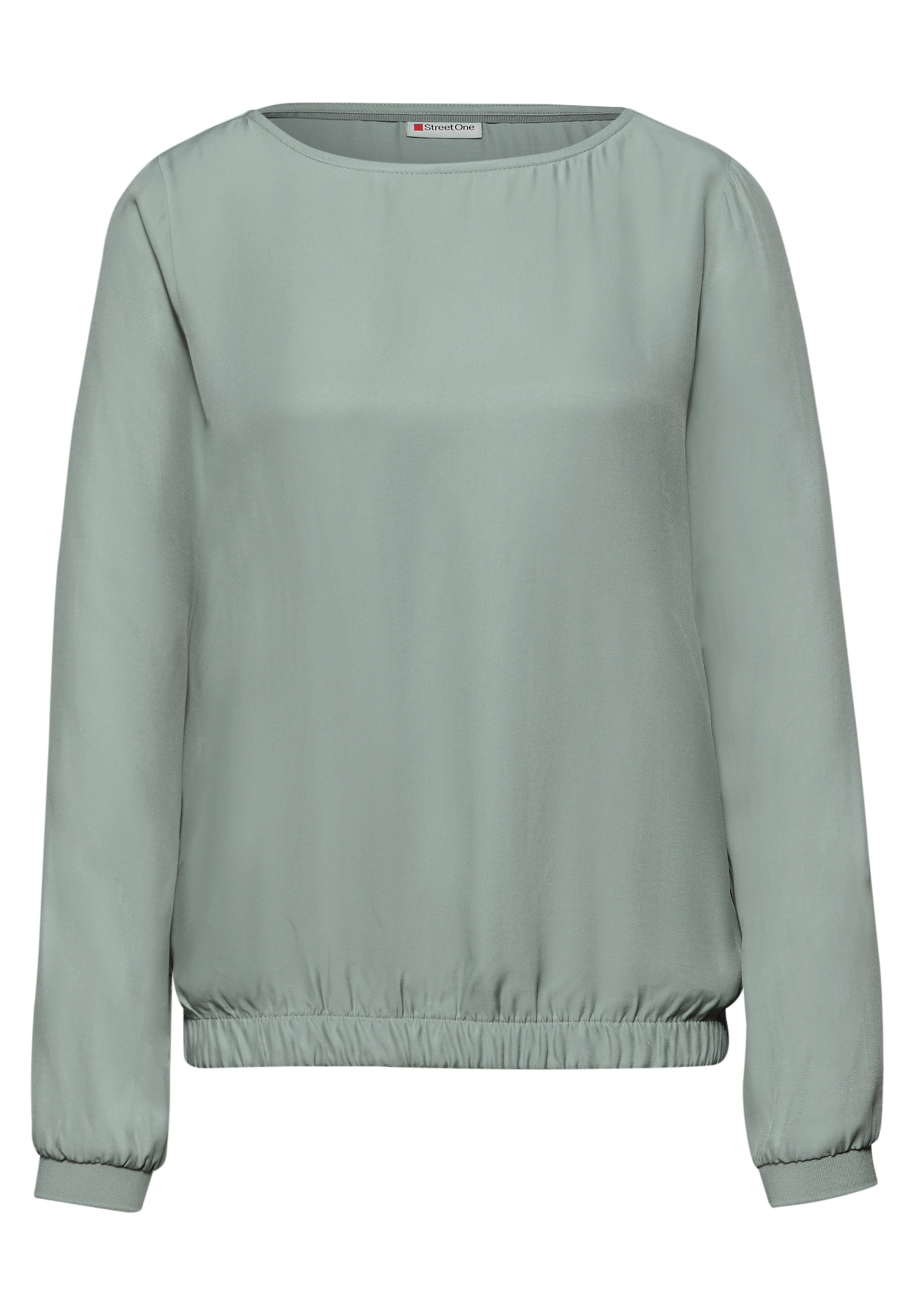 Langarmbluse STREET ONE, Damen, Gr. 40, schwarz mint grün, Stoff, 100% Viskose, unifarben, normal normal, U-Boot-Ausschnitt, elastischer Bund, Blusen, mit Elastikbund 3