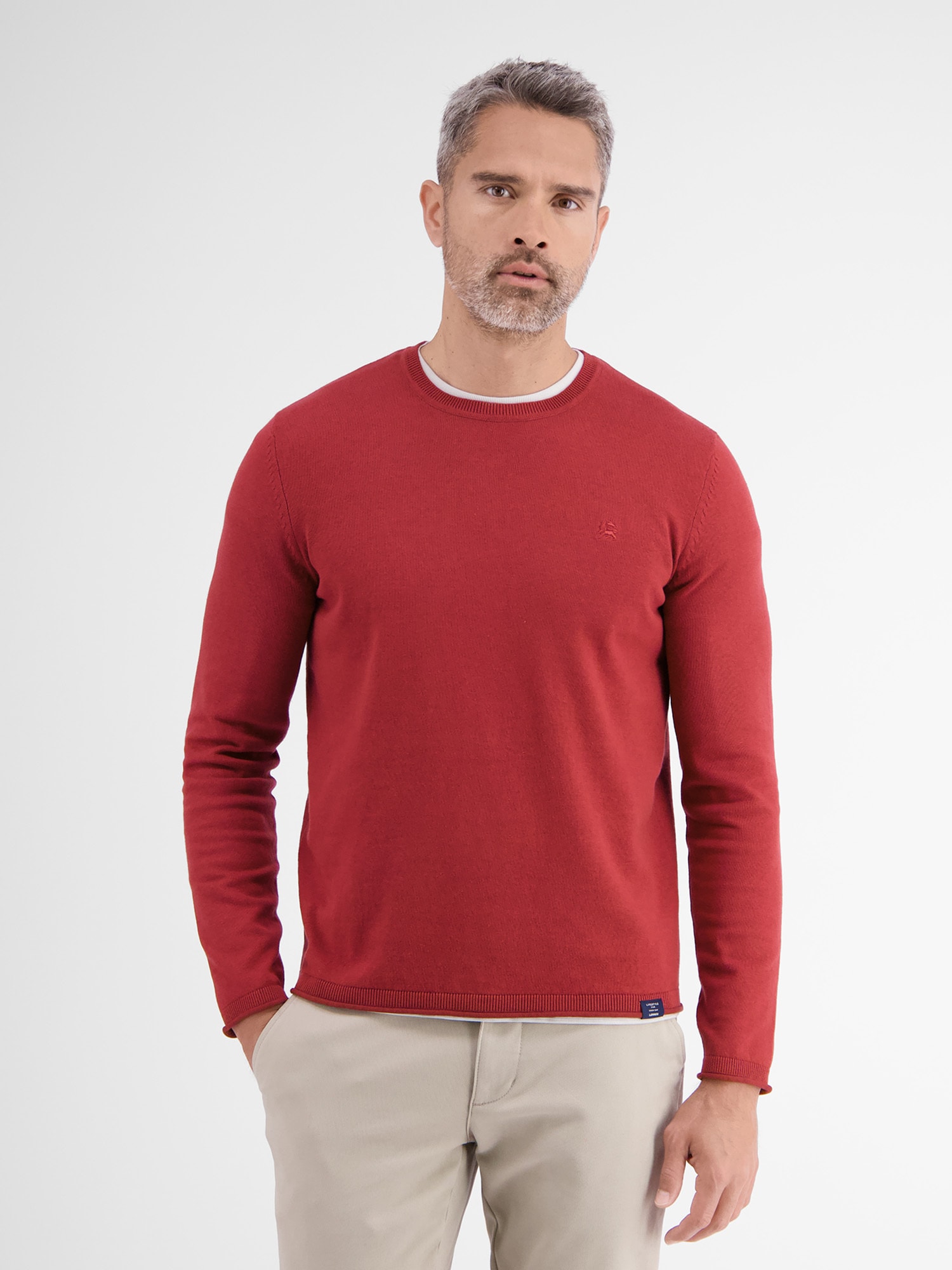 LERROS Strickpullover »LERROS Rundhalspullover, Flachstrick«