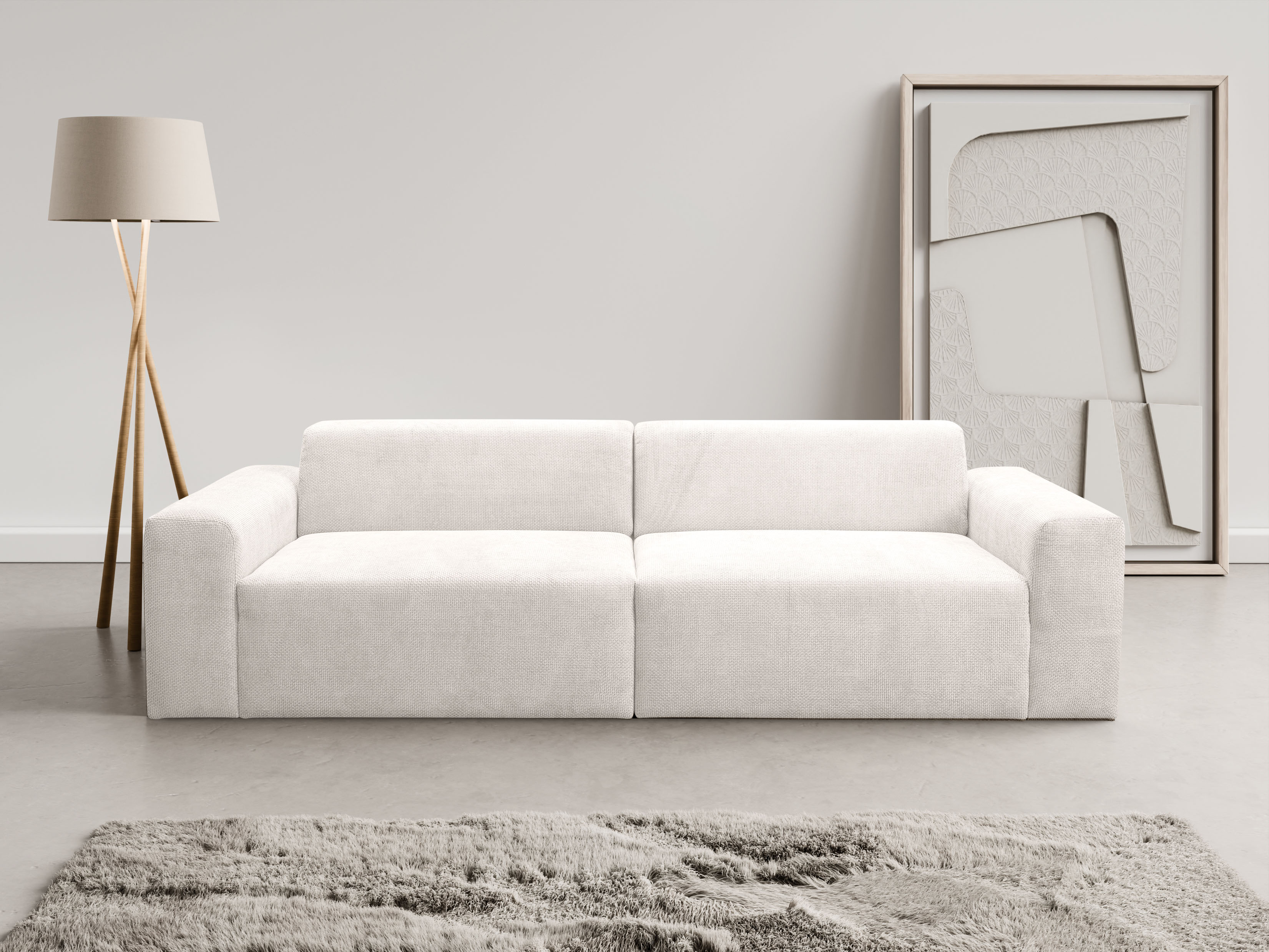 WERK2 Sofa "Zeus 3-Sitzer 256 cm breit, 105 cm tief, Big-Sofa, modern & bequem" Curvy Trend 3-Sitzer mit urbaner Optik