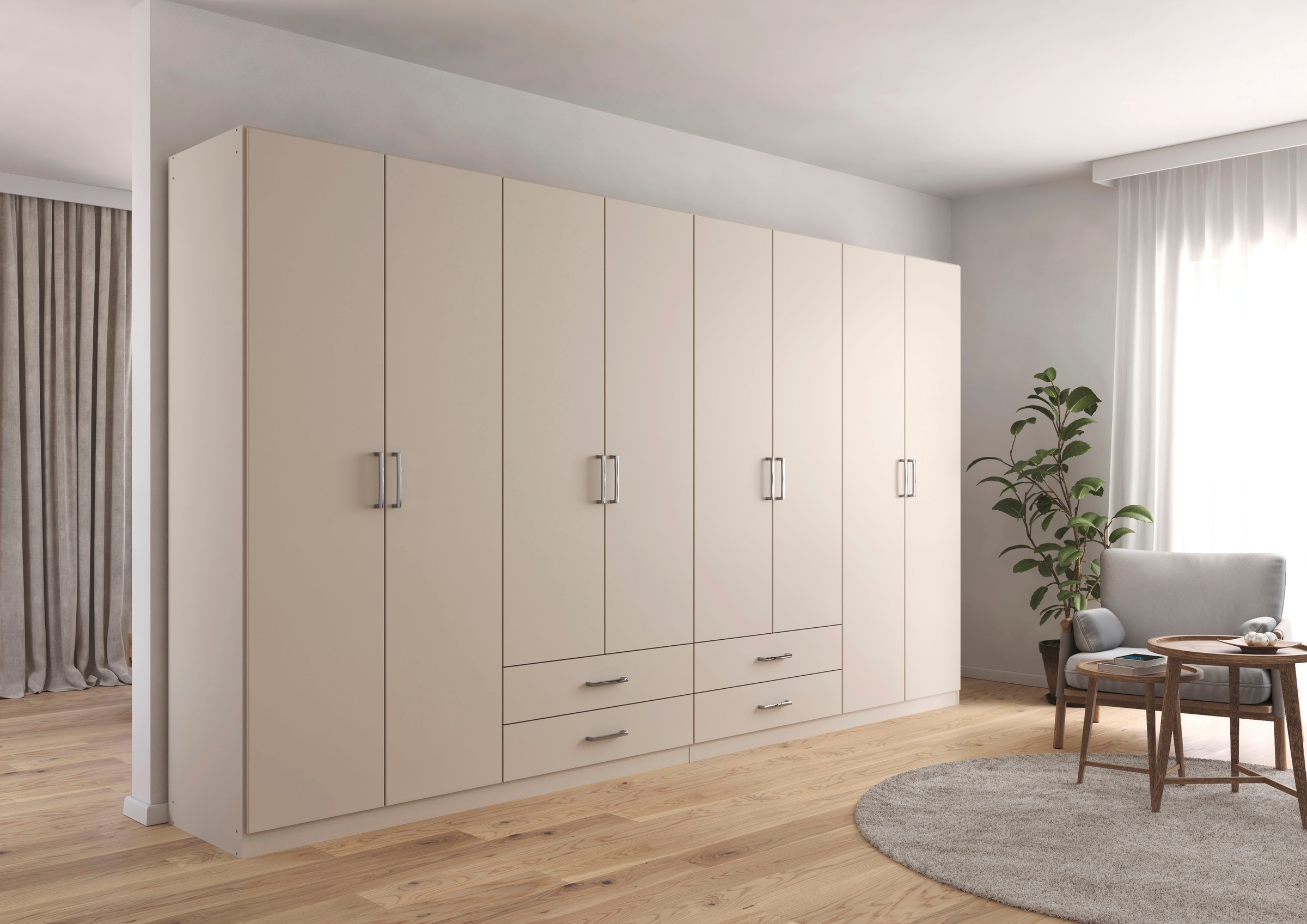 rauch Drehtürenschrank "Kleiderschrank Garderobe GAMMA Breiten 360 cm" in 3 Ausstattungen BASIC/CLASSIC/PREMIUM (inkl. SOFT-CLOSE-Funktion), mit Schubladen, verschiedene Griff-Varianten TOPSELLER MADE IN GERMANY