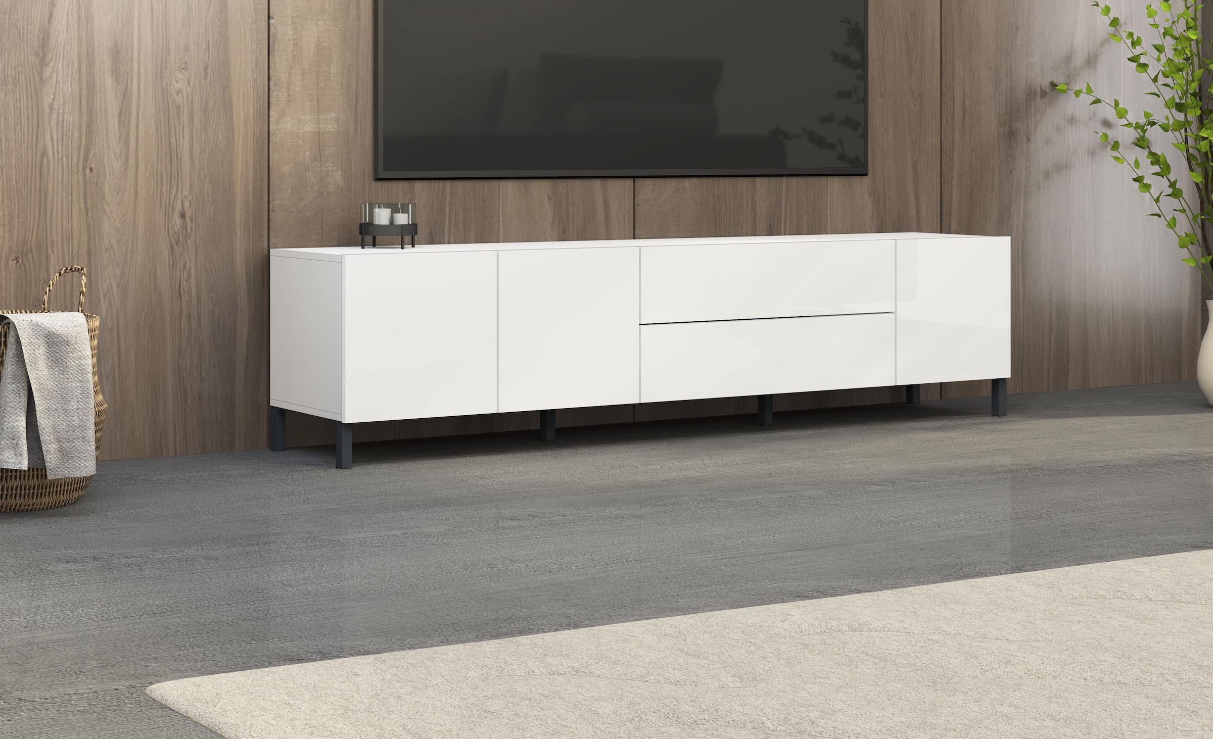 borchardt Möbel Lowboard, Metallfüße, grifflose Optik