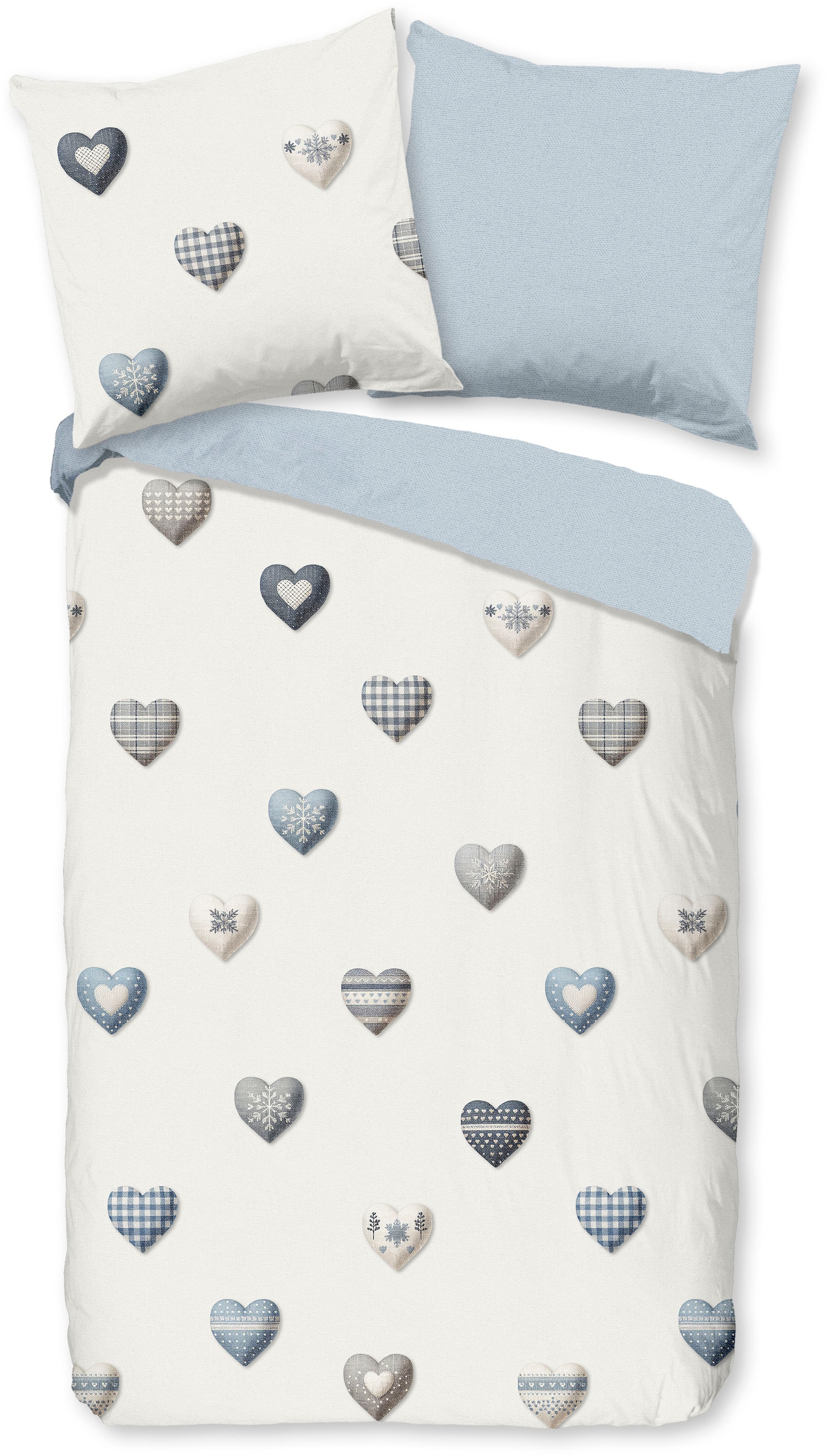 good morning Wendebettwäsche »Juhvo« 2 100% Baumwolle, Renforcé, Reißverschluss, Wendeoptik, Herzen