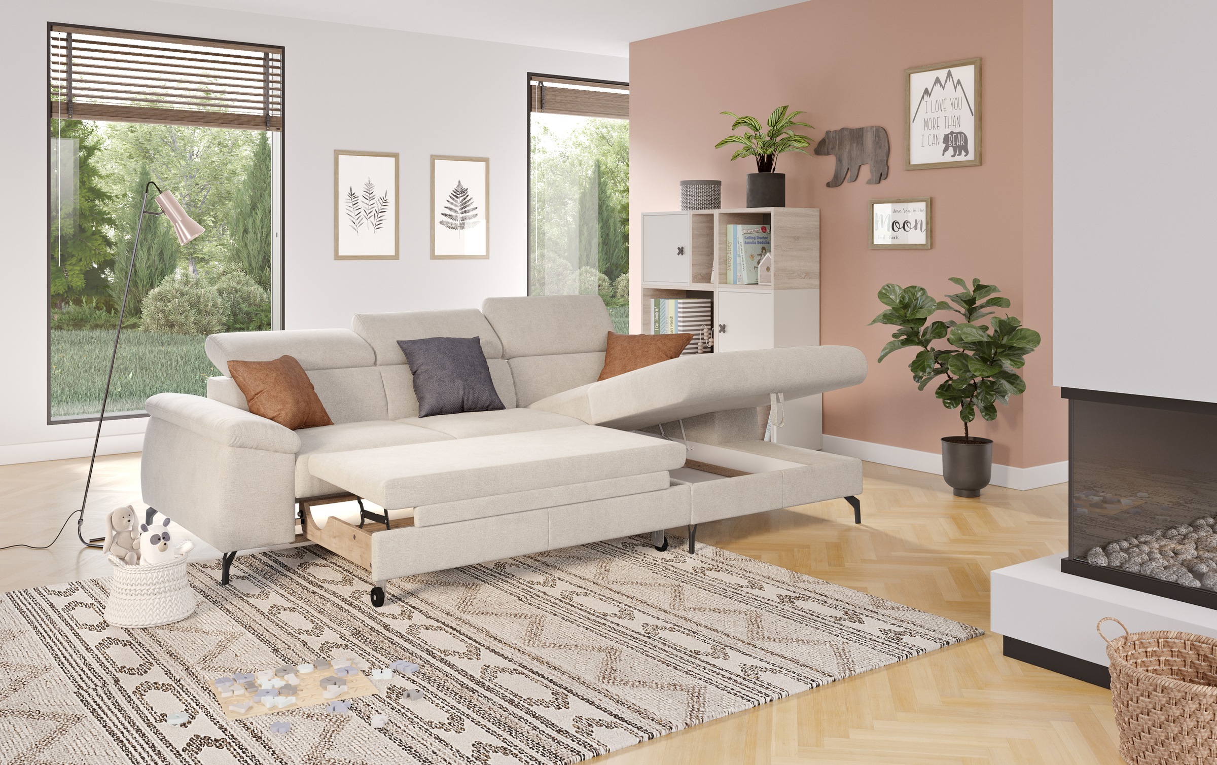 COTTA Ecksofa »Kitty L-Form«, mit Kopfteilverstellung, wahlweise mit Bettfunktion & Bettkasten