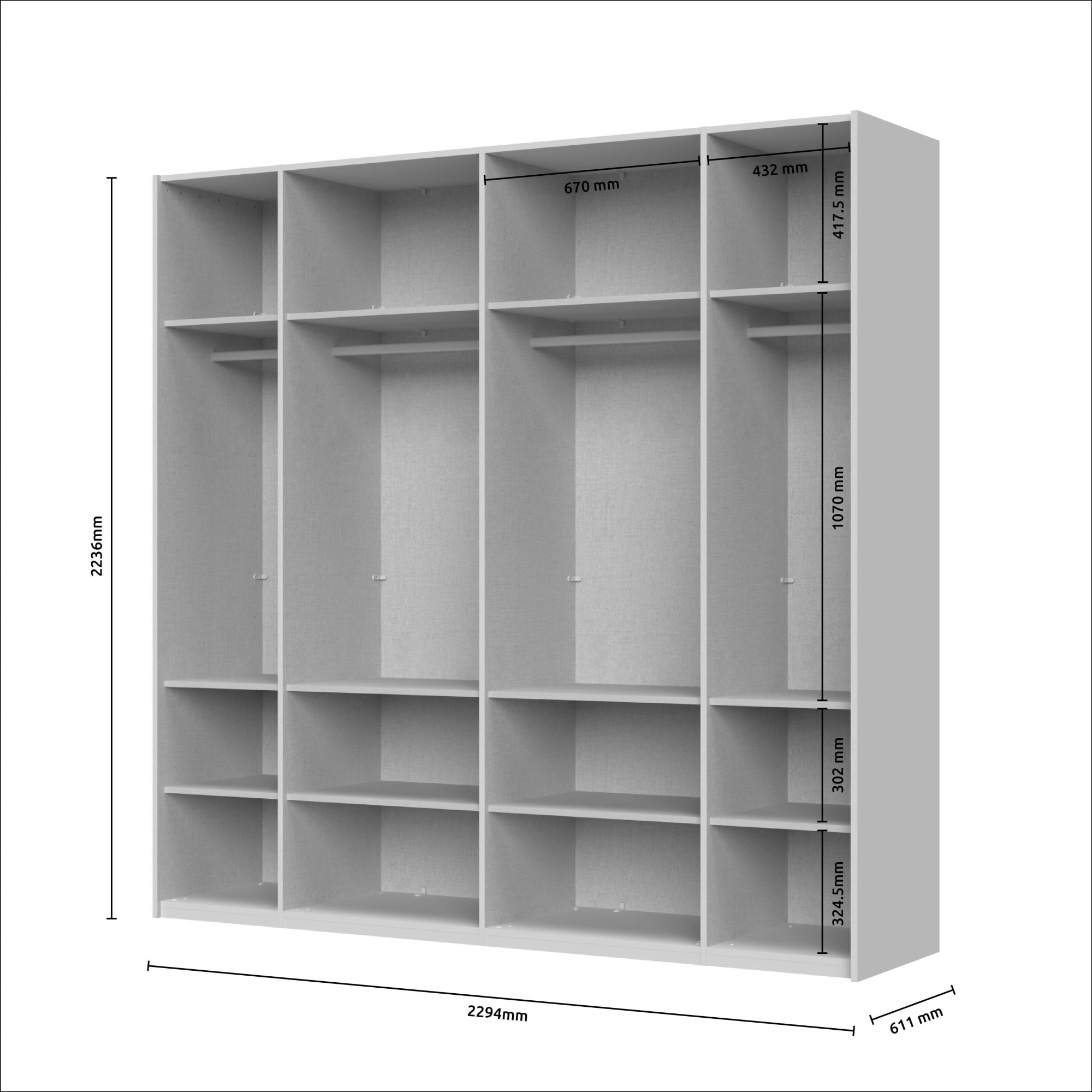 Places of Style Schwebetürenschrank »Opera Kleiderschrank, Schlafzimmerschrank, Garderobe, Schrank«, UV lackiert, Soft Close Funktion, Höhenverstellbare Füße