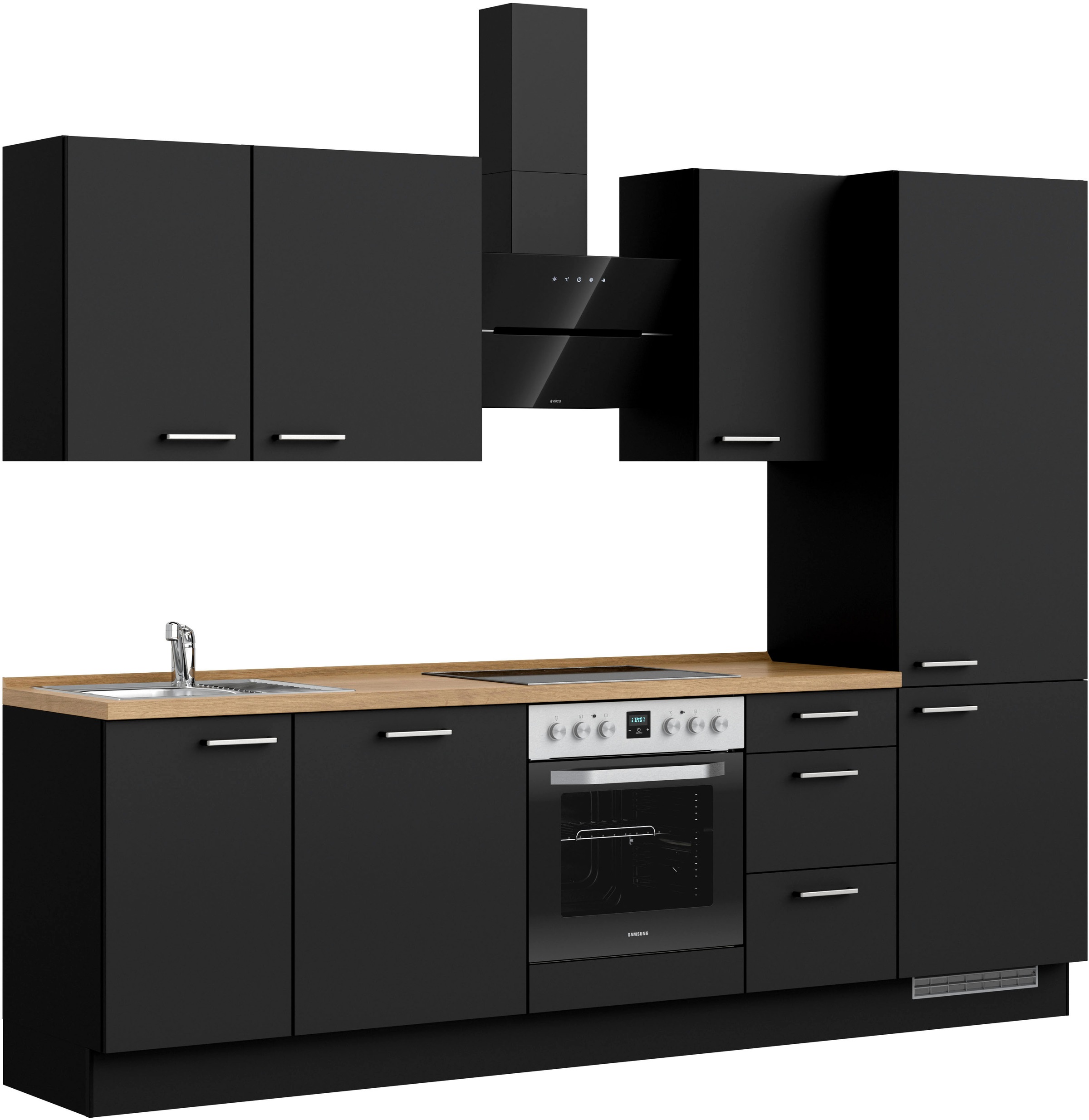 nobilia® Küchenzeile »"Touch II"« vormontiert, Ausrichtung wählbar, Breite 270 cm, wahlw. mit E-Geräten